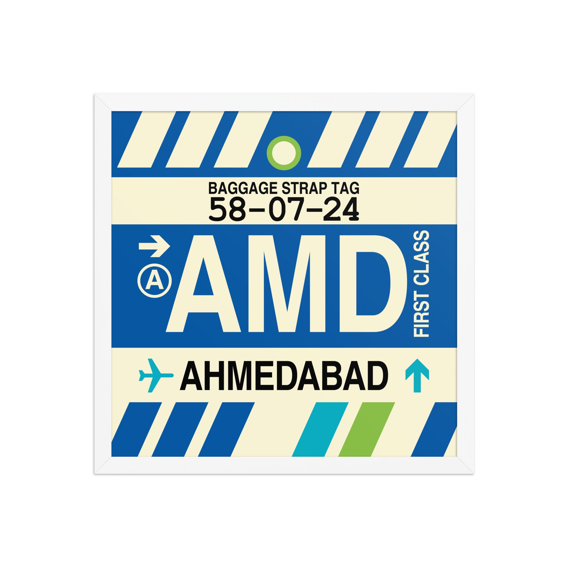 AMD Ahmedabad Framed Print • Jet Age Baggage Tag Design • YHM Designs - Image 14
