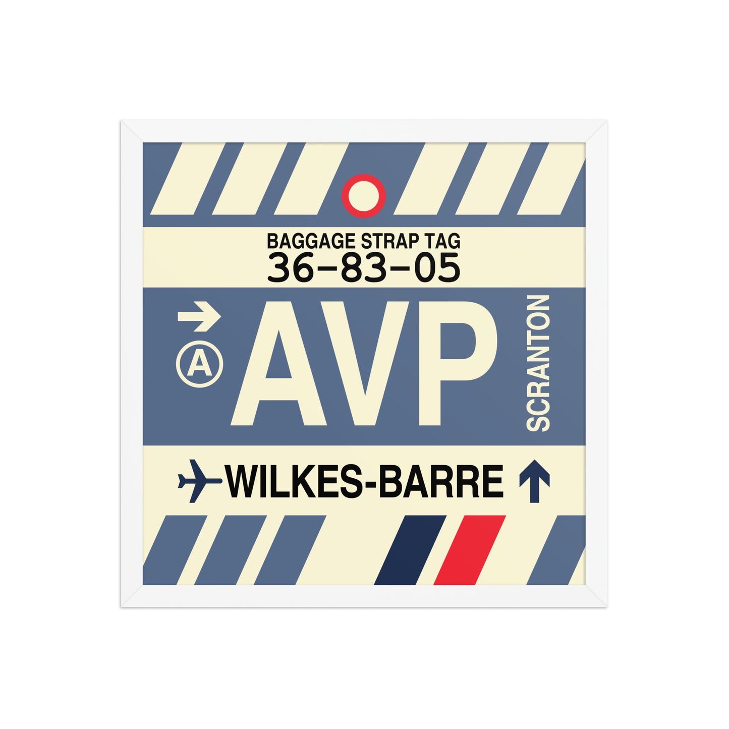AVP Wilkes-Barre Scranton Framed Print • Jet Age Baggage Tag Design • YHM Designs - Image 14