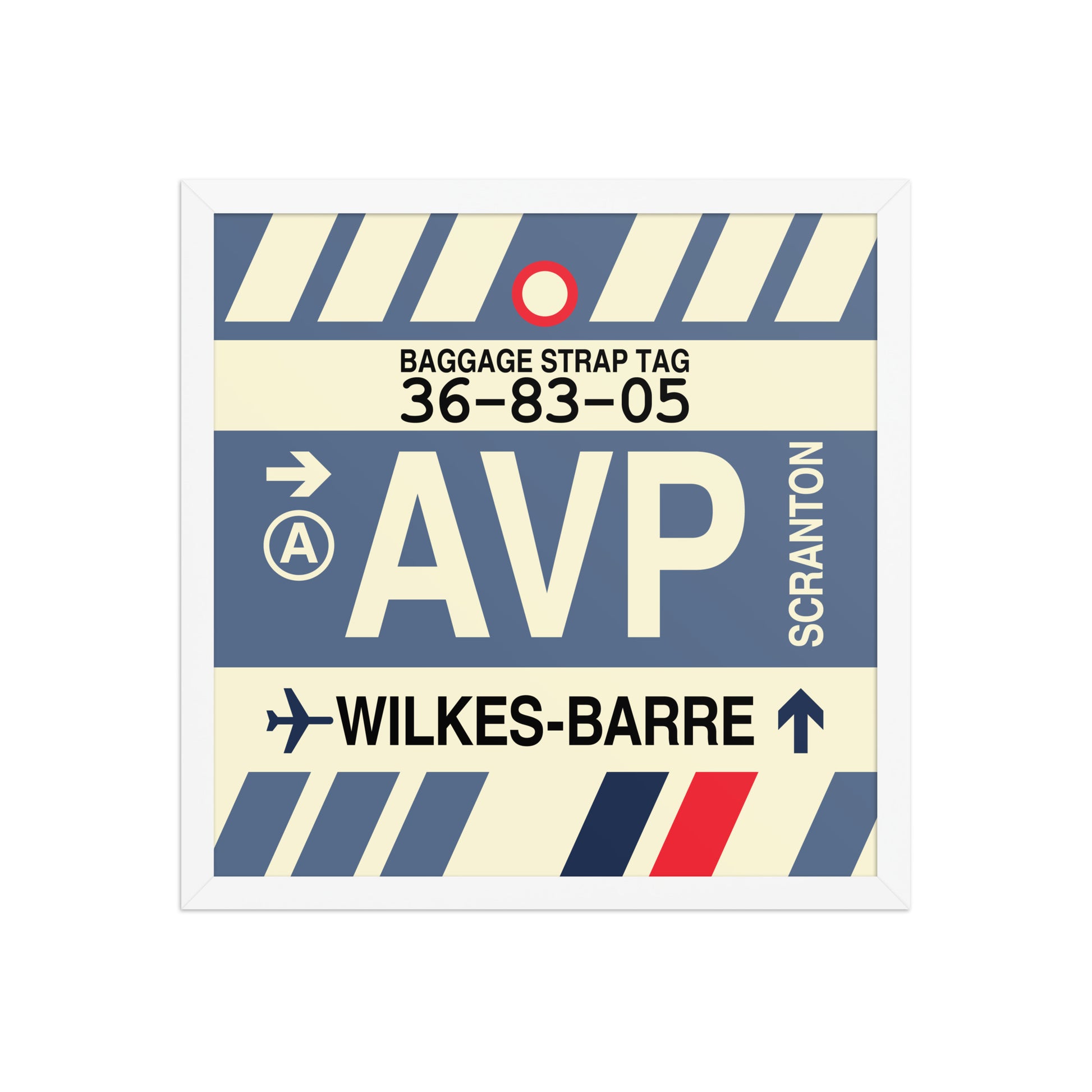 AVP Wilkes-Barre Scranton Framed Print • Jet Age Baggage Tag Design • YHM Designs - Image 14