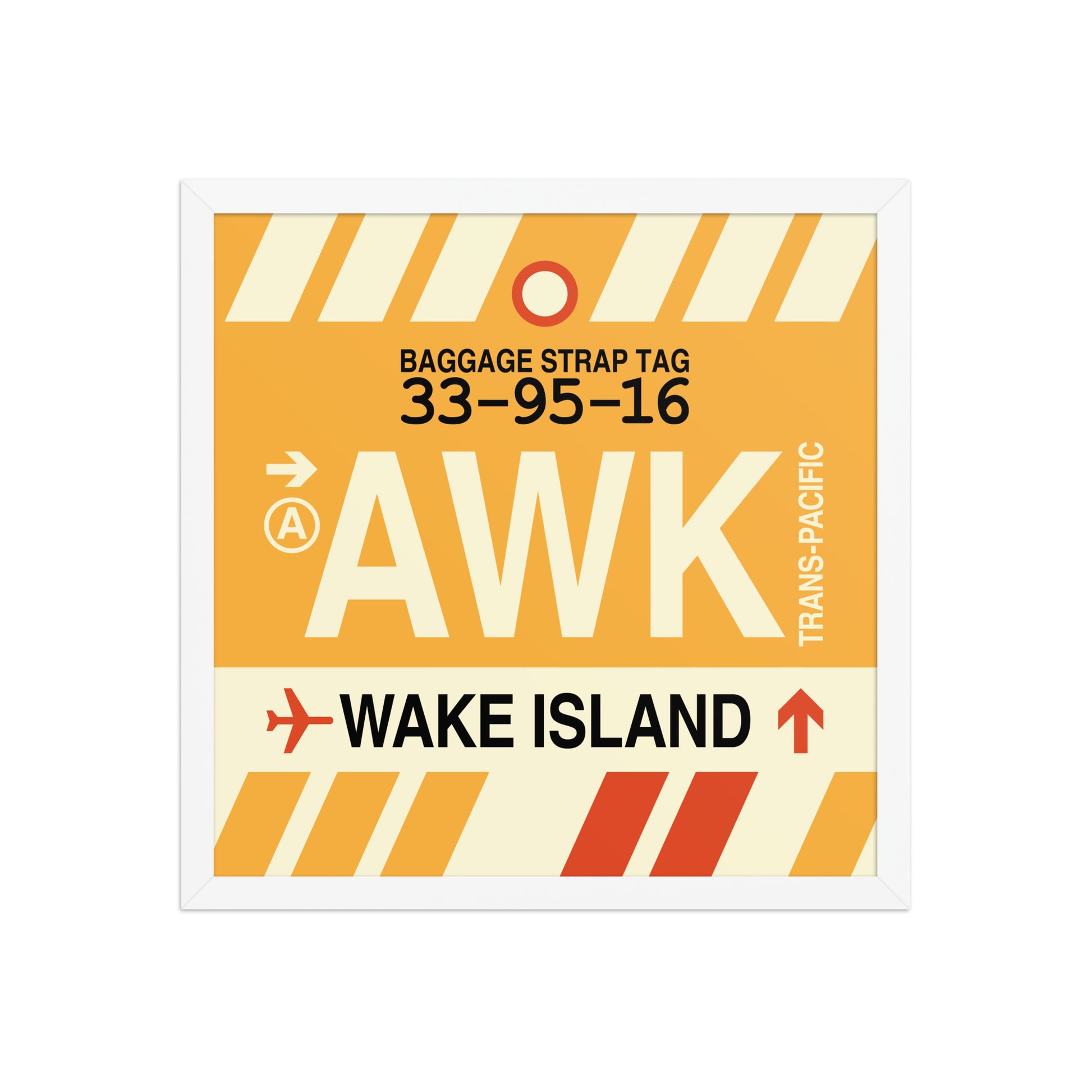 AWK Wake Island Framed Print • Jet Age Baggage Tag Design • YHM Designs - Image 14