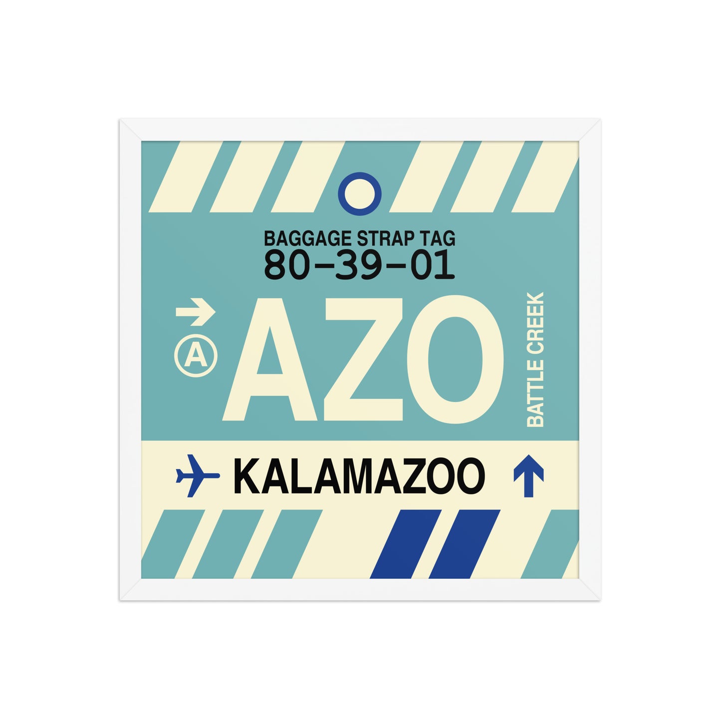 AZO Kalamazoo Framed Print • Jet Age Baggage Tag Design • YHM Designs - Image 14