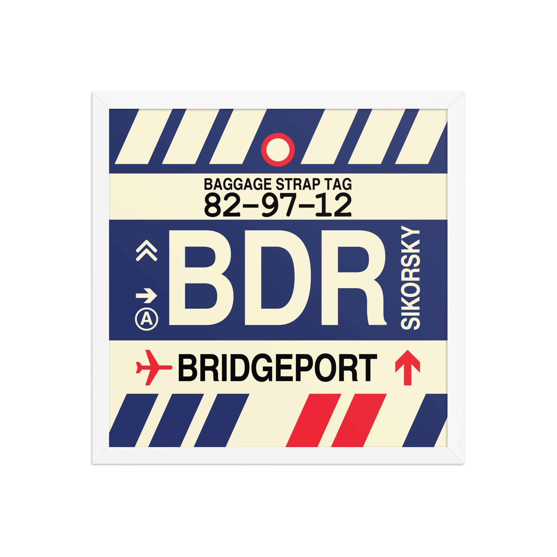 BDR Bridgeport Framed Print • Jet Age Baggage Tag Design • YHM Designs - Image 14