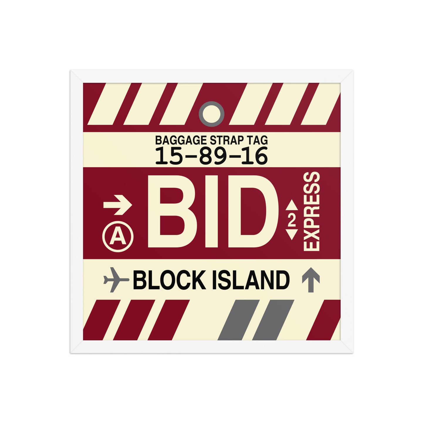 BID Block Island Framed Print • Jet Age Baggage Tag Design • YHM Designs - Image 14