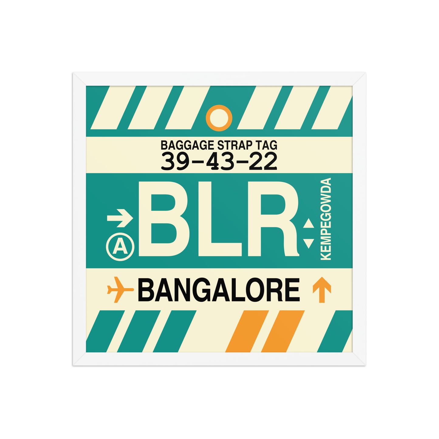 BLR Bangalore Framed Print • Jet Age Baggage Tag Design • YHM Designs - Image 14