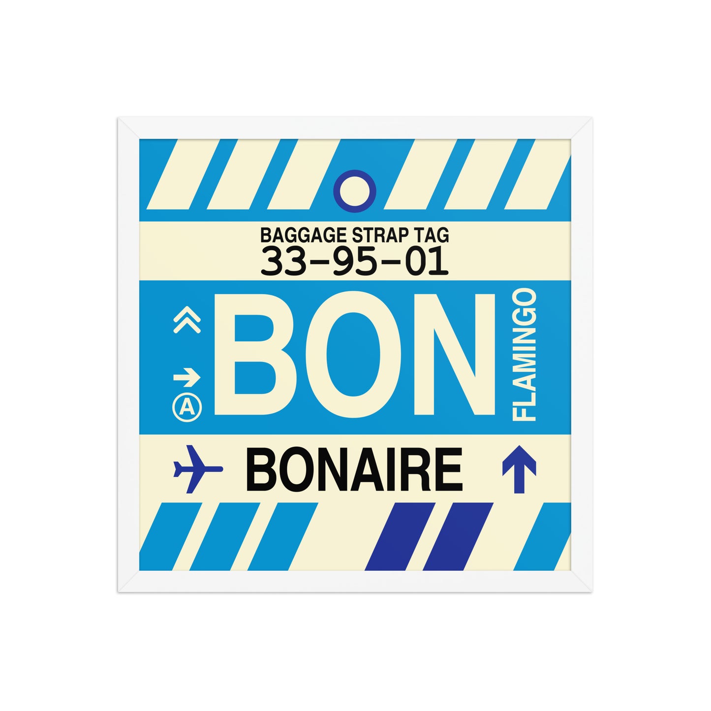 BON Bonaire Framed Print • Jet Age Baggage Tag Design • YHM Designs - Image 14