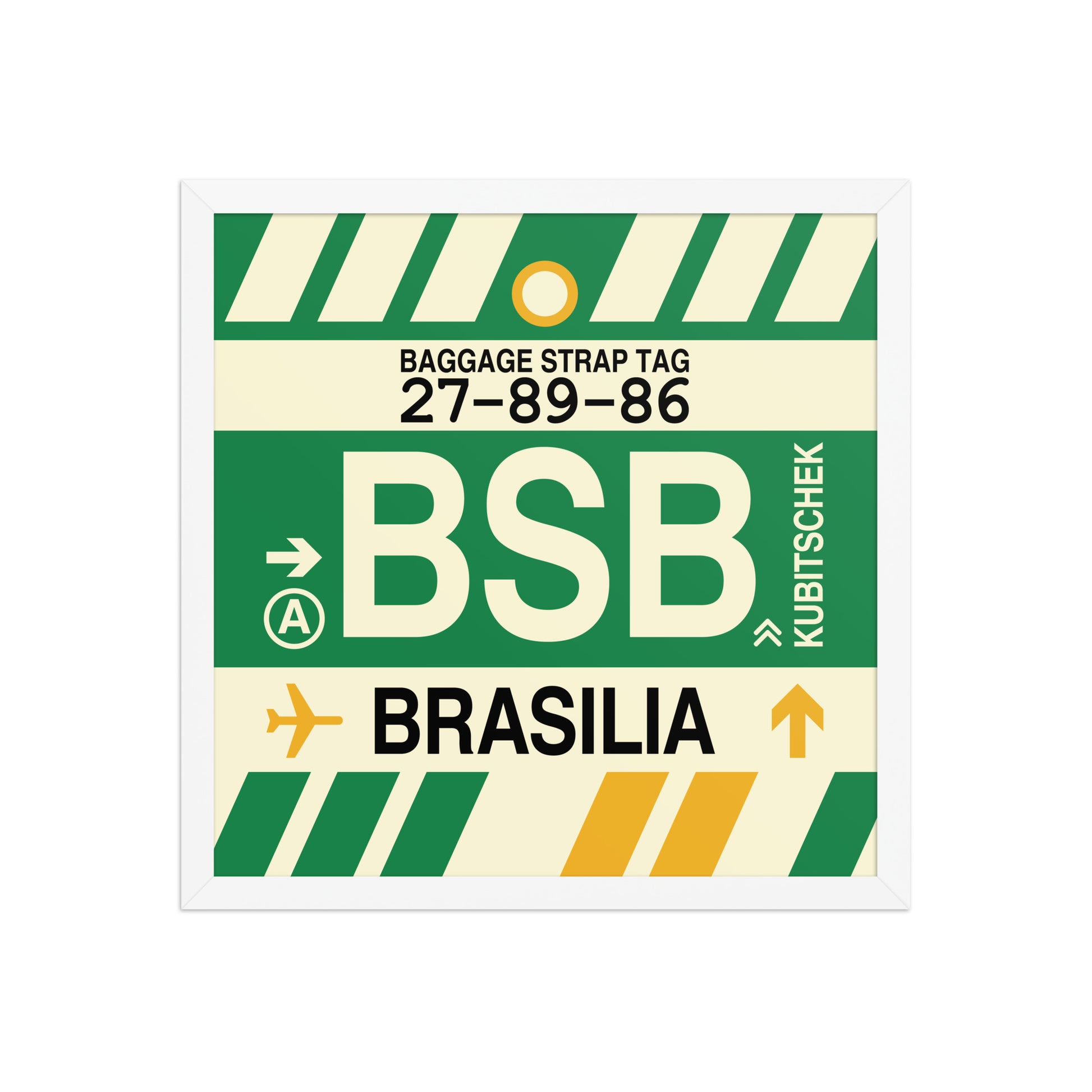 BSB Brasilia Framed Print • Jet Age Baggage Tag Design • YHM Designs - Image 14