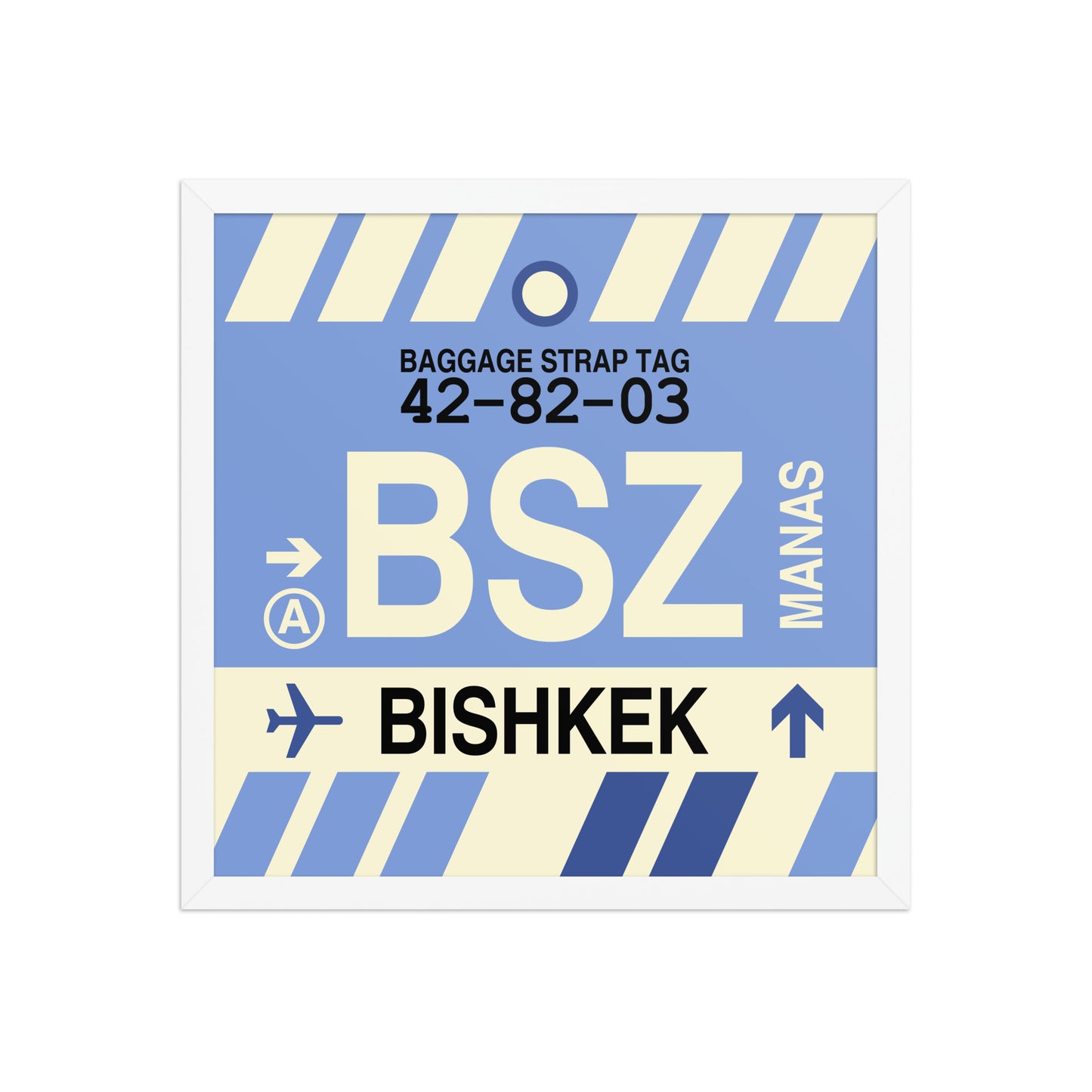 BSZ Bishkek Framed Print • Jet Age Baggage Tag Design • YHM Designs - Image 14