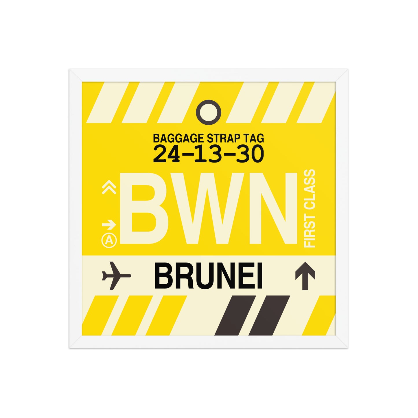 BWN Brunei Framed Print • Jet Age Baggage Tag Design • YHM Designs - Image 14