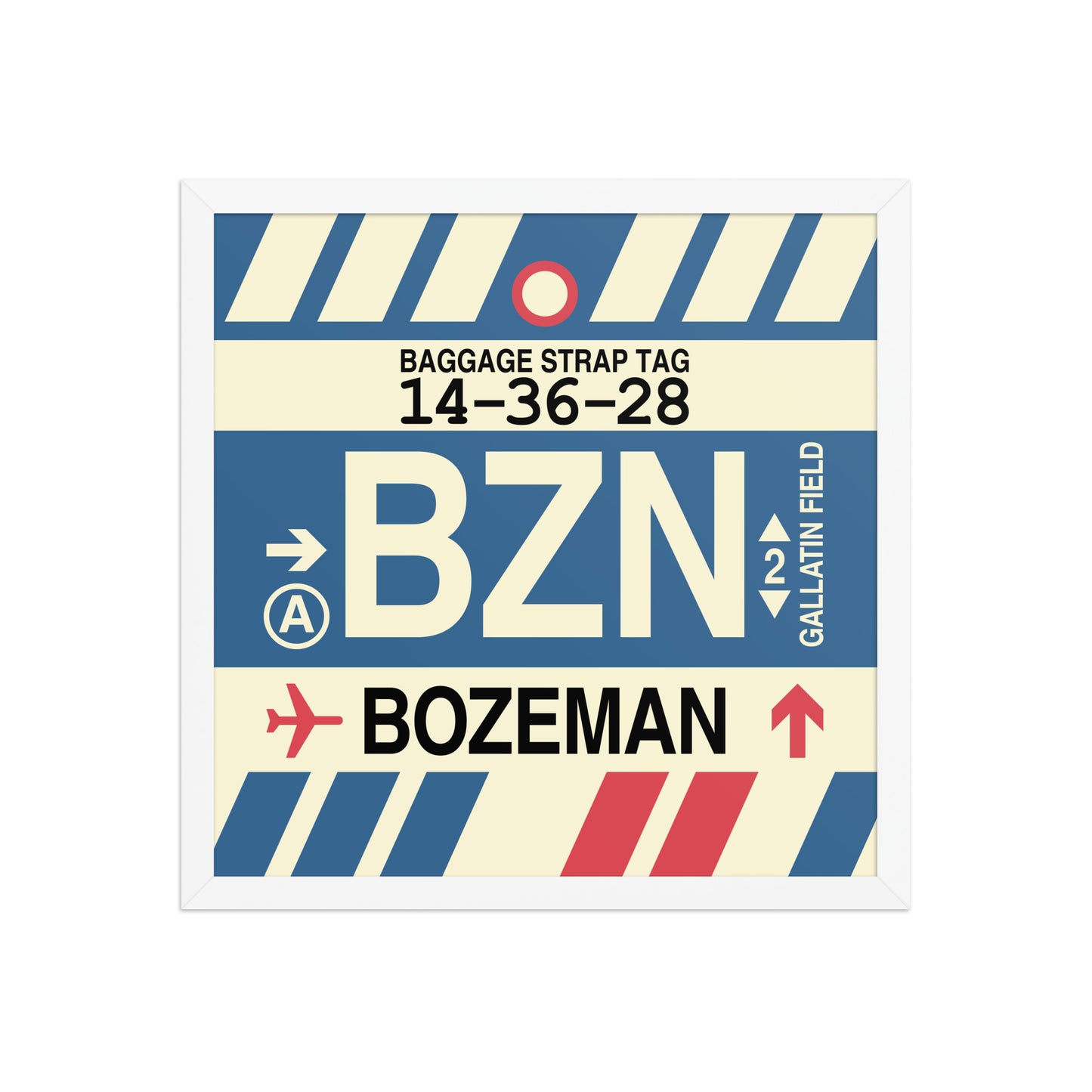 BZN Bozeman Framed Print • Jet Age Baggage Tag Design • YHM Designs - Image 14