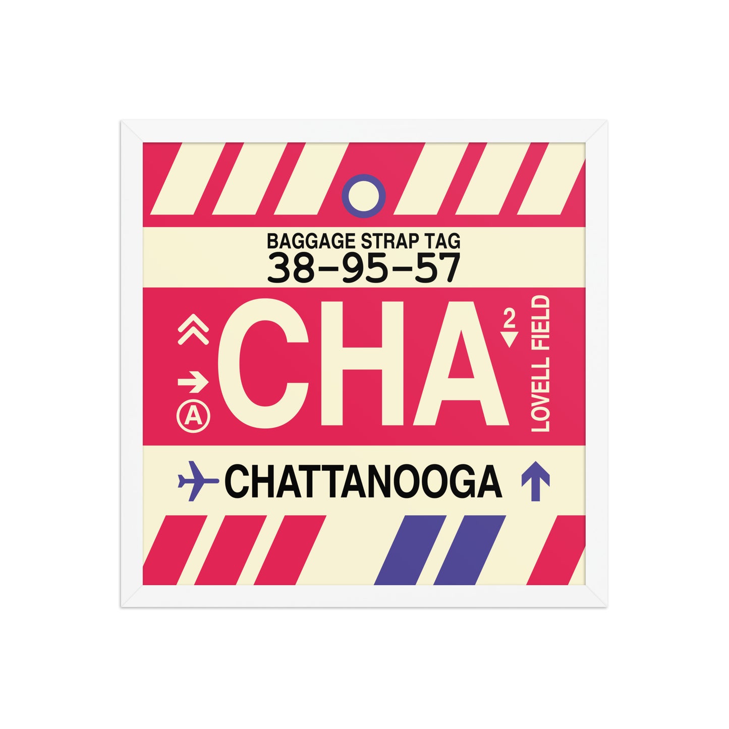 CHA Chattanooga Framed Print • Jet Age Baggage Tag Design • YHM Designs - Image 14