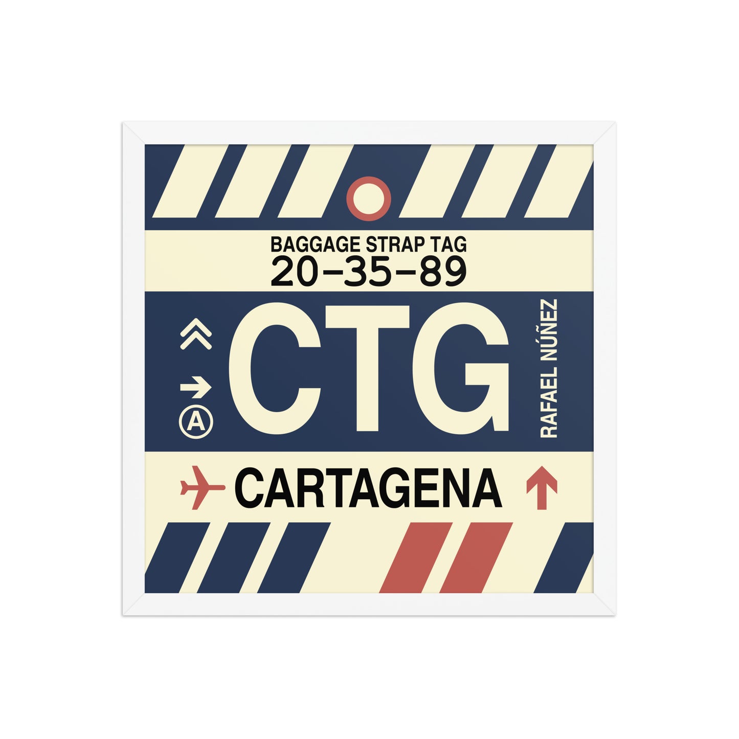 CTG Cartagena Framed Print • Jet Age Baggage Tag Design • YHM Designs - Image 14