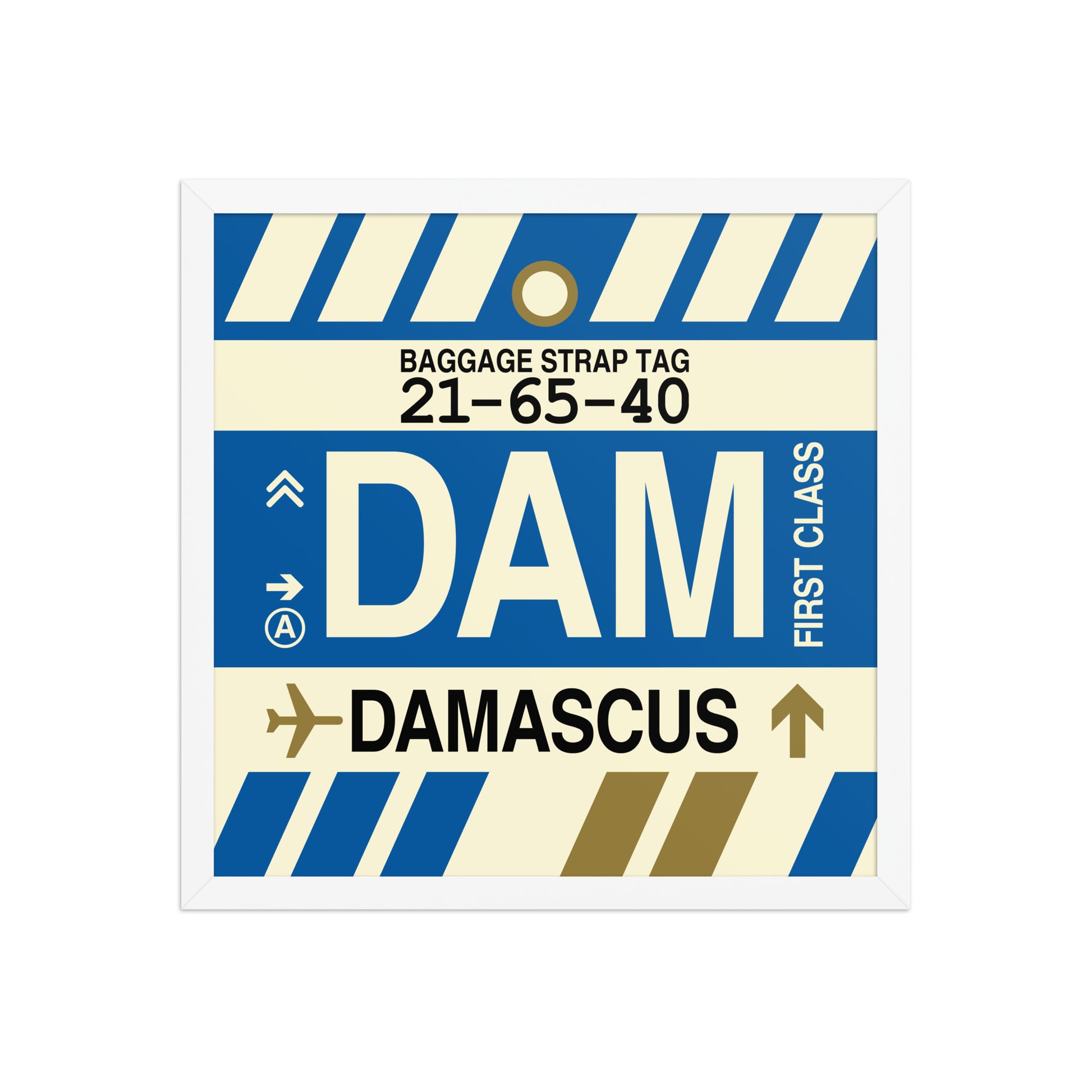 DAM Damascus Framed Print • Jet Age Baggage Tag Design • YHM Designs - Image 14