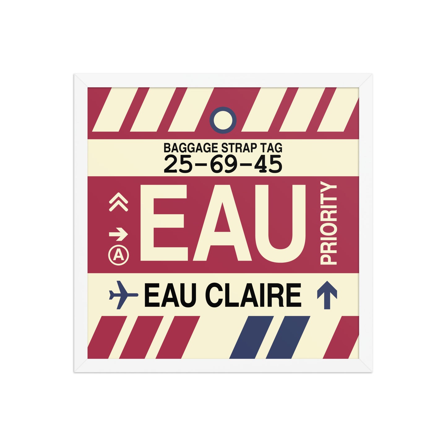 EAU Eau Claire Framed Print • Jet Age Baggage Tag Design • YHM Designs - Image 14