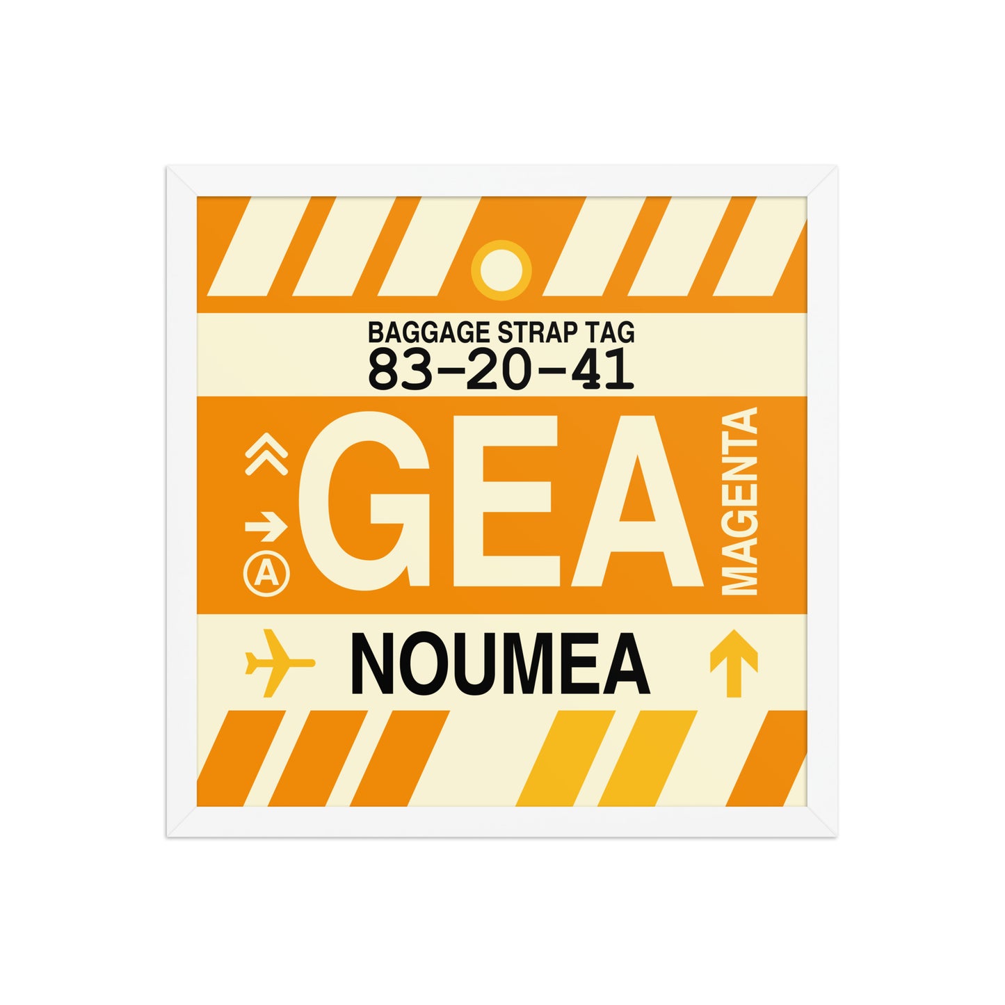 GEA Nouméa Framed Print • Jet Age Baggage Tag Design • YHM Designs - Image 14