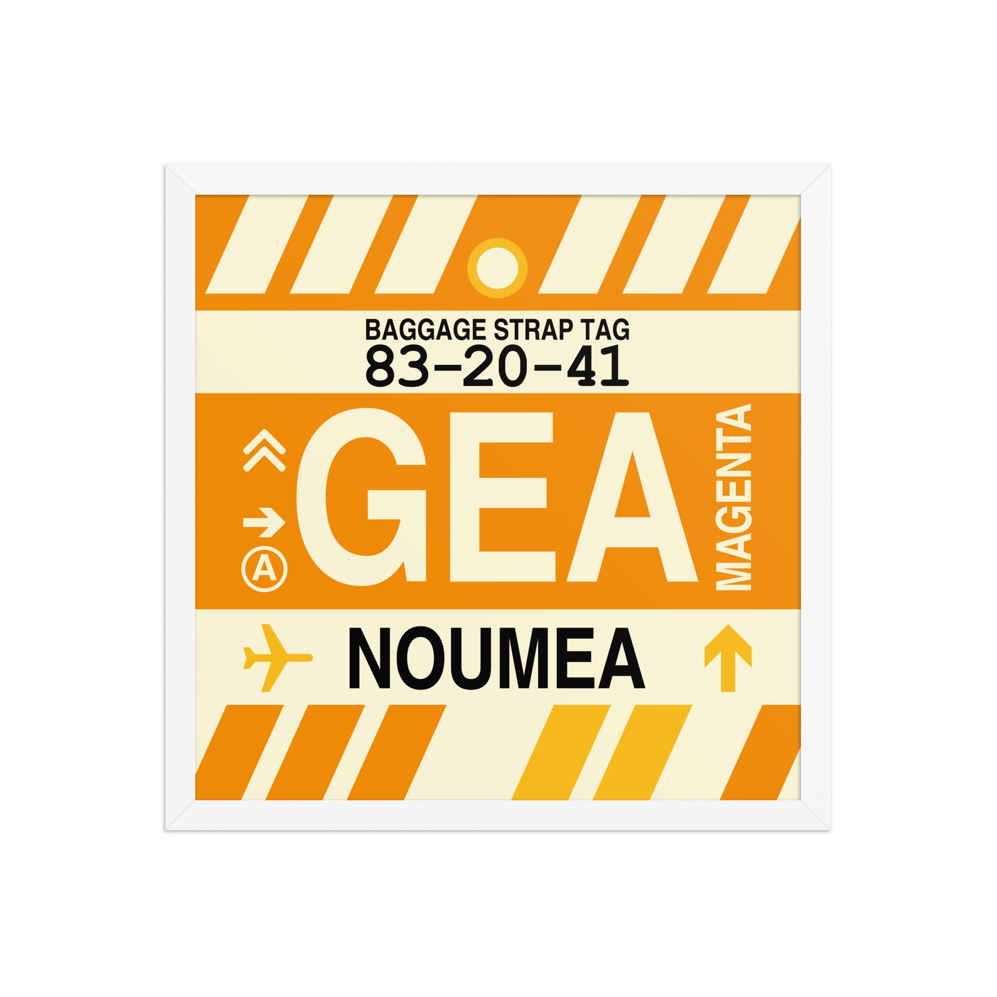 GEA Nouméa Framed Print • Jet Age Baggage Tag Design • YHM Designs - Image 14