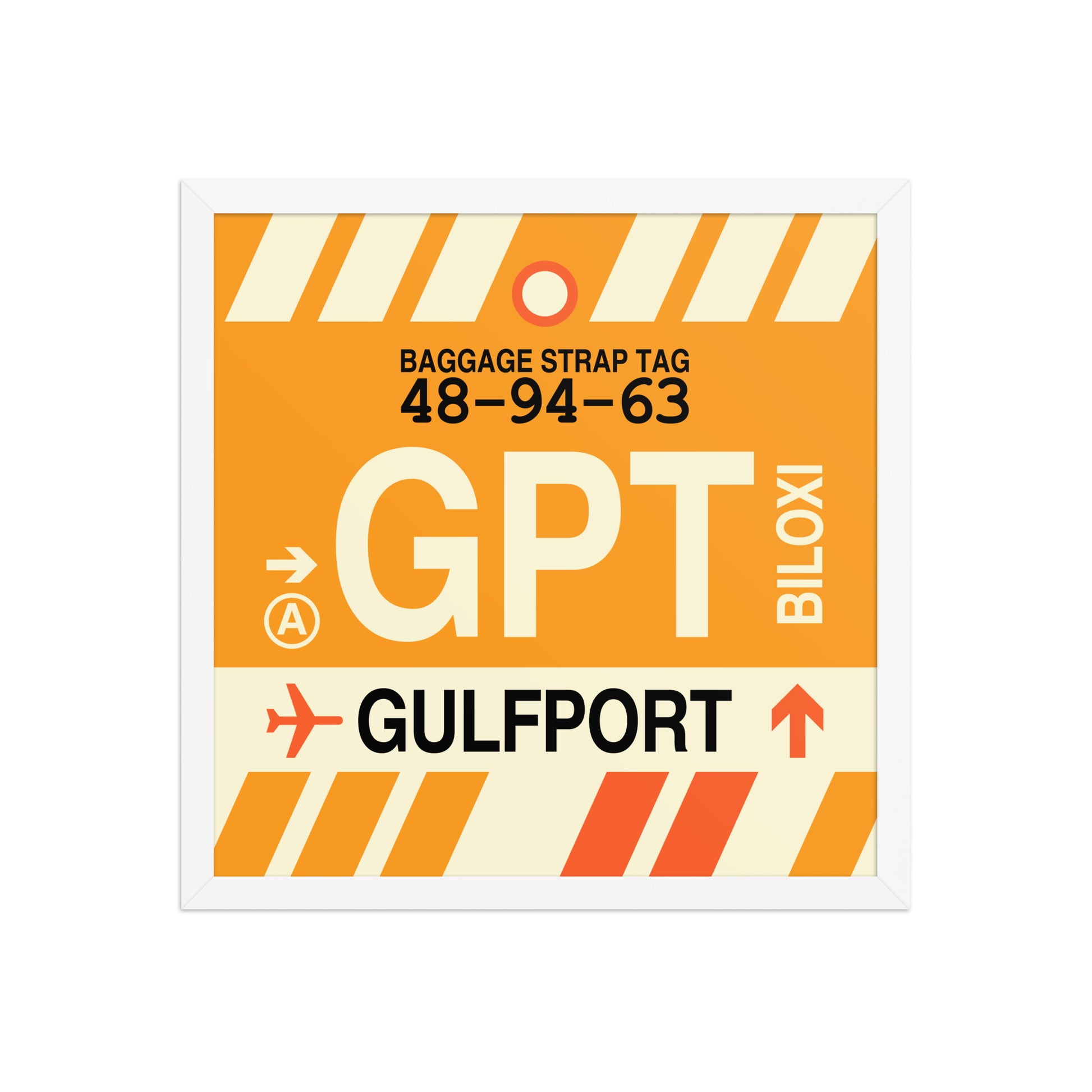GPT Gulfport-Biloxi Framed Print • Jet Age Baggage Tag Design • YHM Designs - Image 14