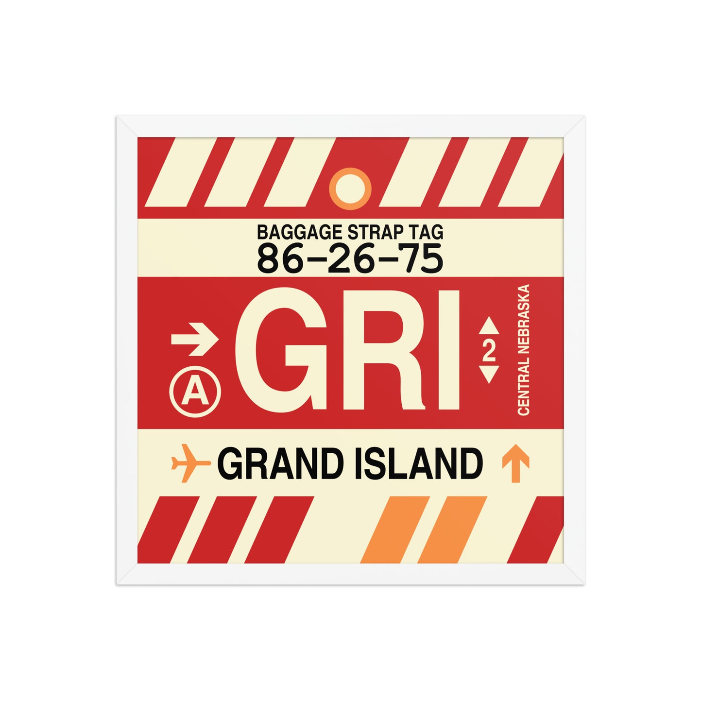GRI Grand Island Framed Print • Jet Age Baggage Tag Design • YHM Designs - Image 14