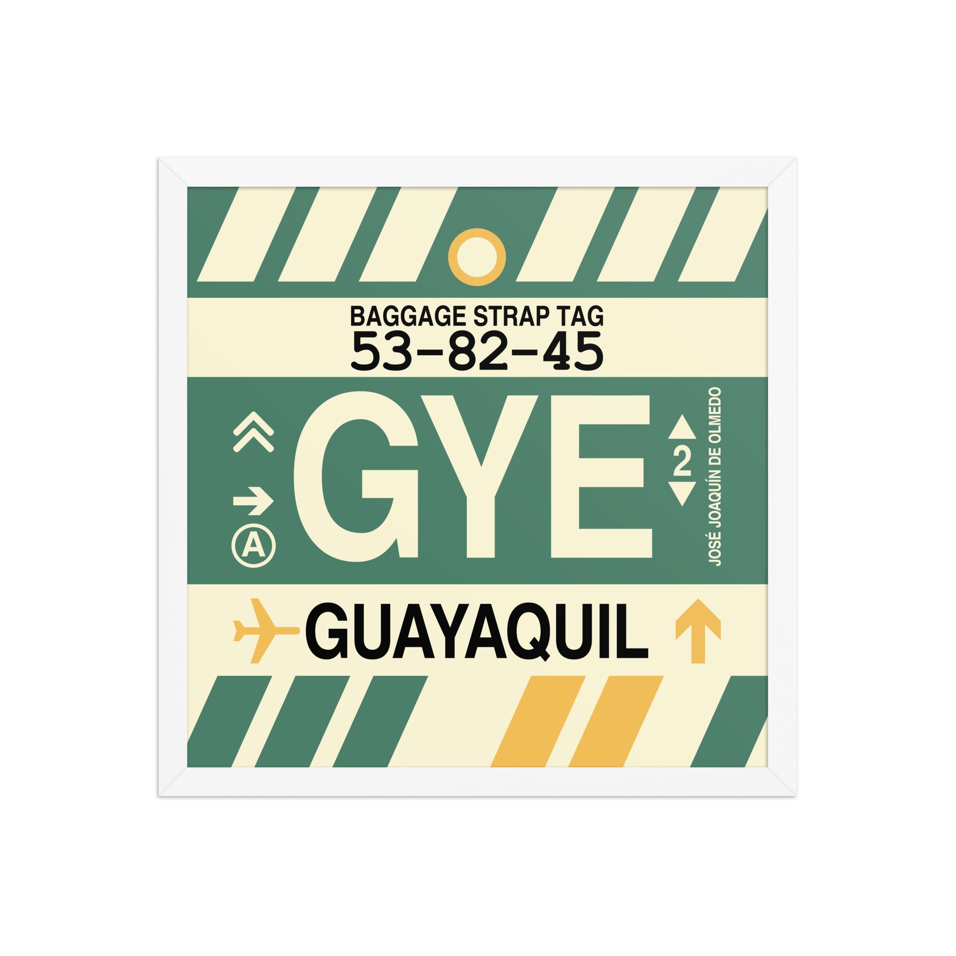 GYE Guayaquil Framed Print • Jet Age Baggage Tag Design • YHM Designs - Image 14