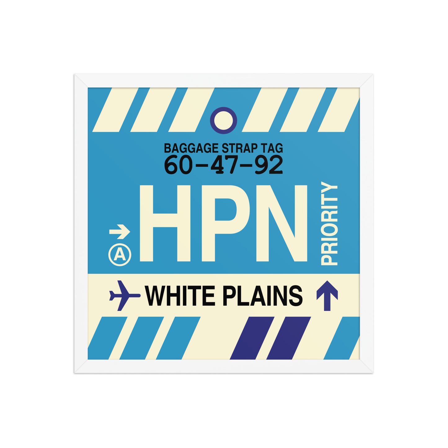 HPN White Plains Framed Print • Jet Age Baggage Tag Design • YHM Designs - Image 14