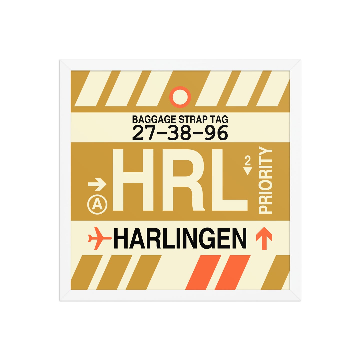 HRL Harlingen Framed Print • Jet Age Baggage Tag Design • YHM Designs - Image 14
