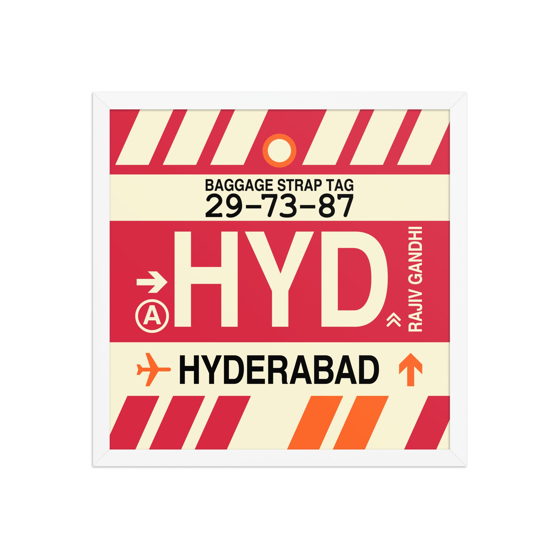 HYD Hyderabad Framed Print • Jet Age Baggage Tag Design • YHM Designs - Image 14
