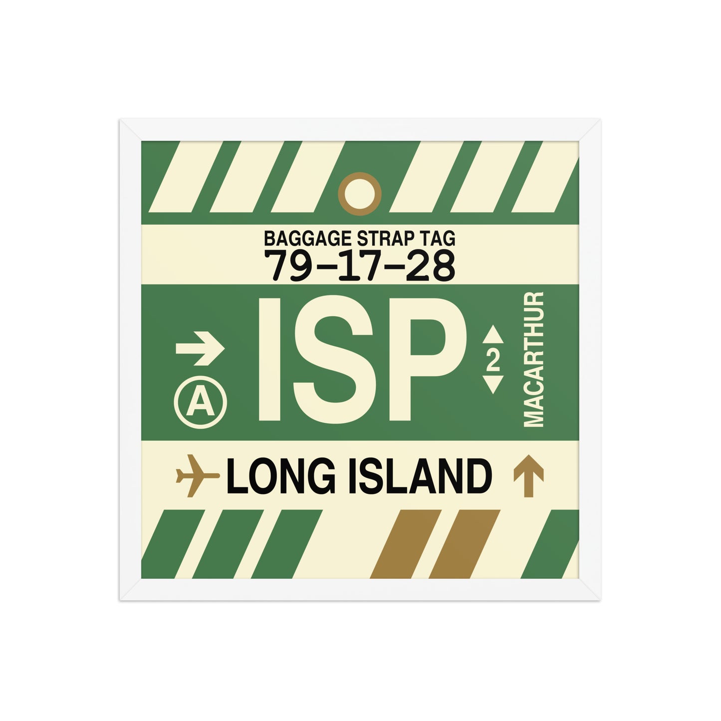 ISP Long Island Framed Print • Jet Age Baggage Tag Design • YHM Designs - Image 14