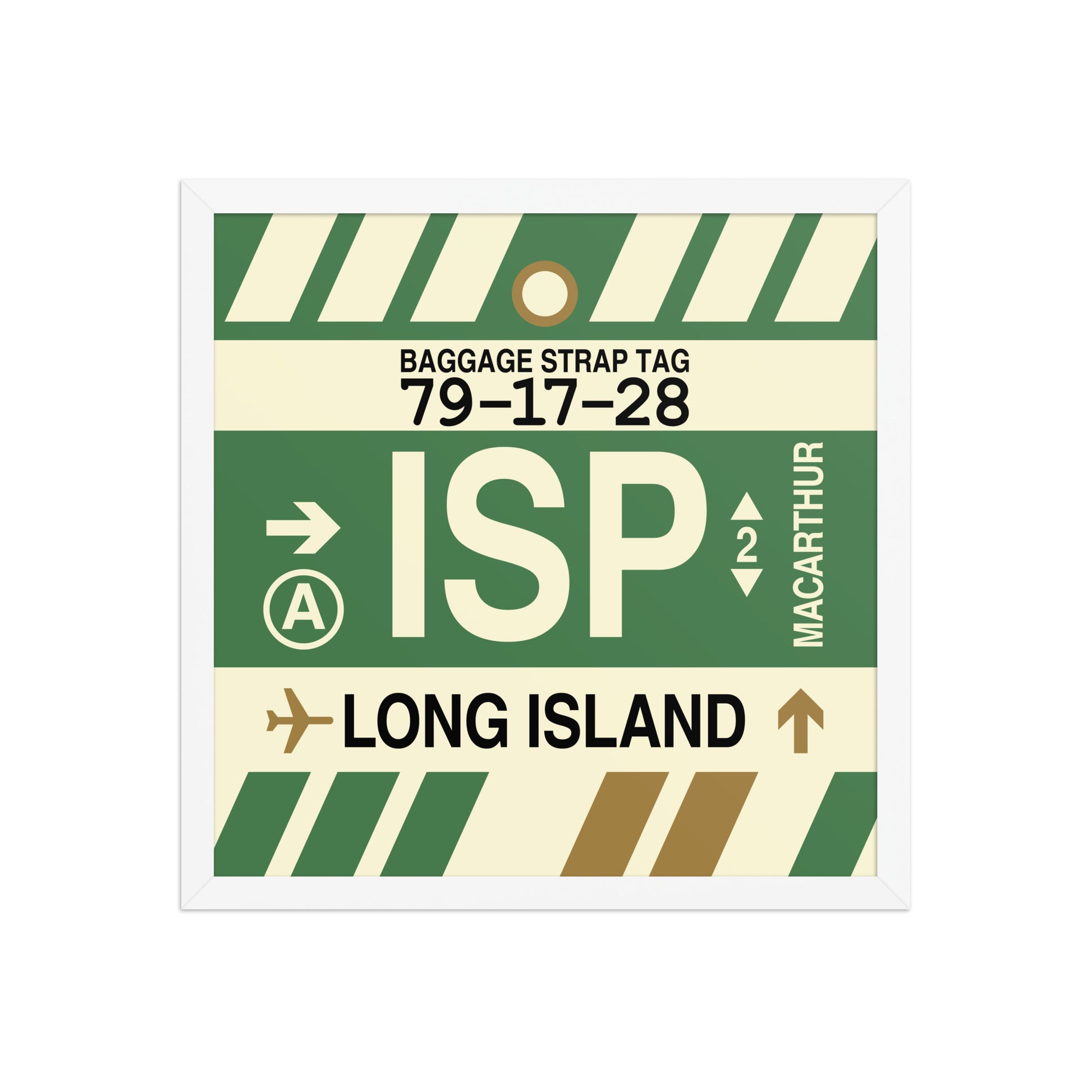 ISP Long Island Framed Print • Jet Age Baggage Tag Design • YHM Designs - Image 14