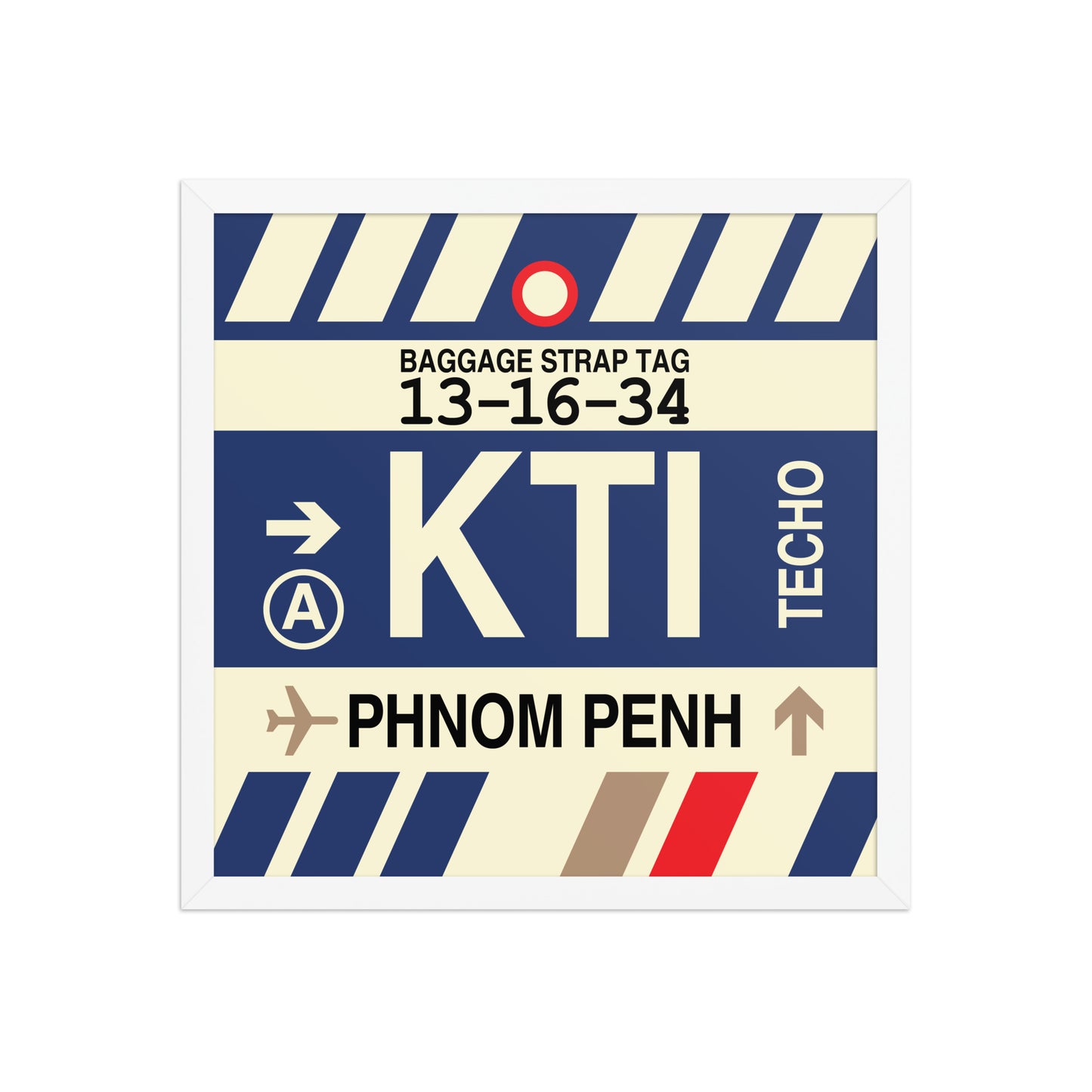 KTI Phnom Penh Framed Print • Jet Age Baggage Tag Design • YHM Designs - Image 14