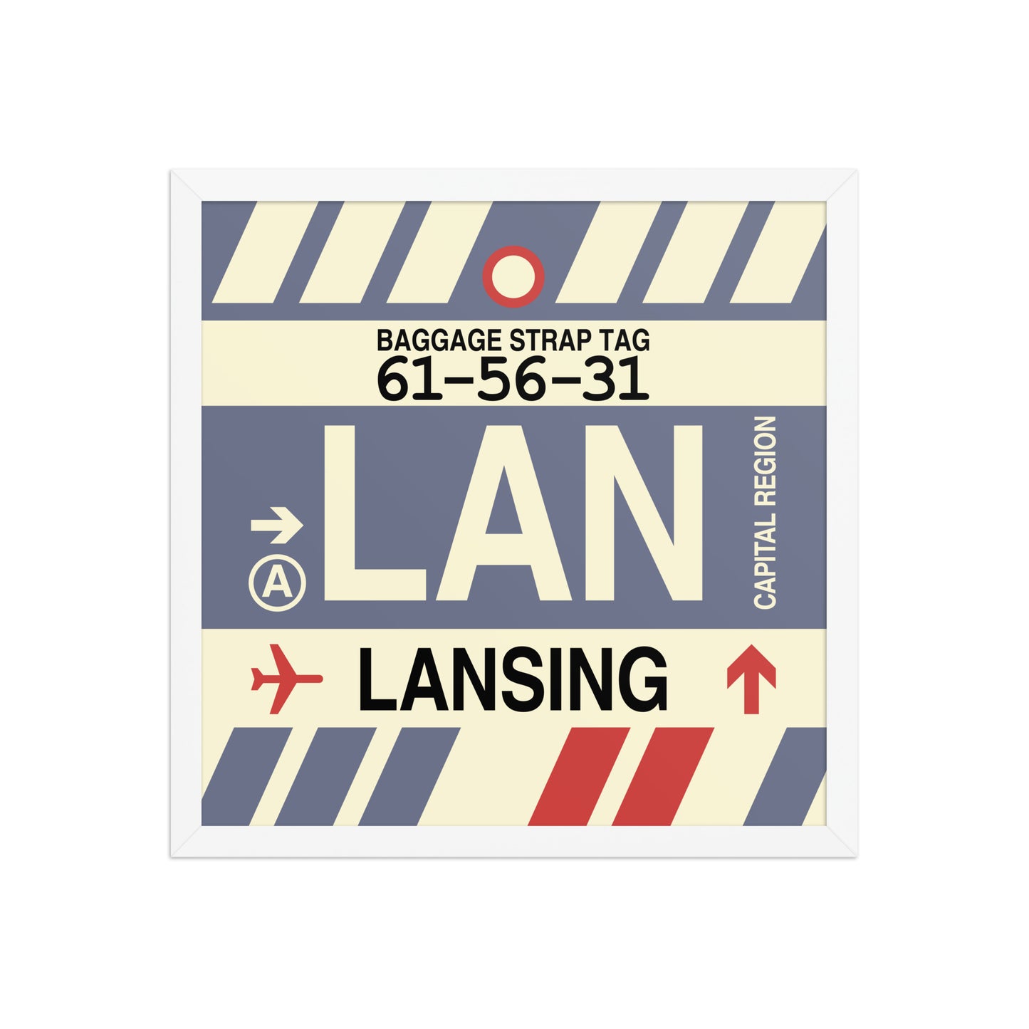 LAN Lansing Framed Print • Jet Age Baggage Tag Design • YHM Designs - Image 14