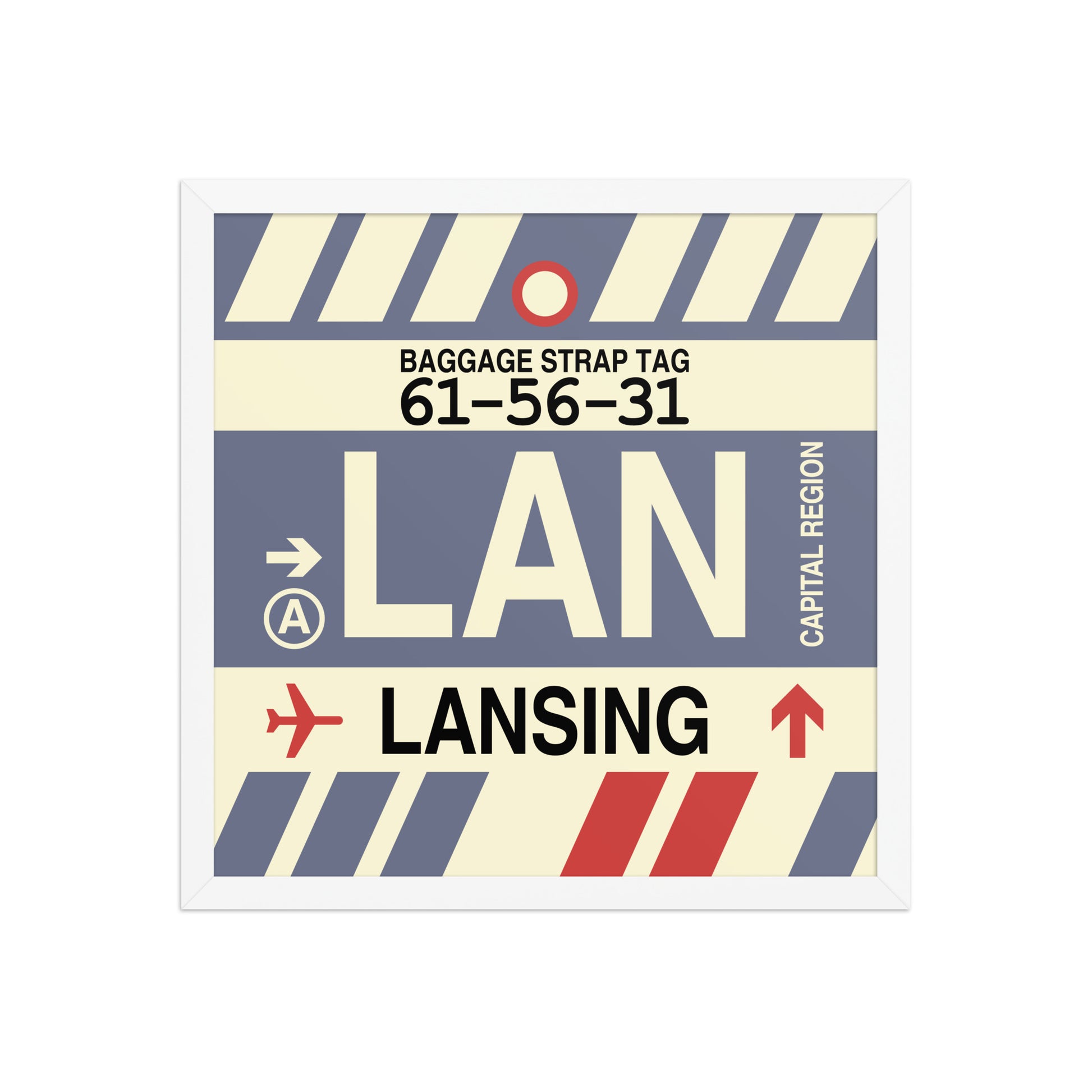 LAN Lansing Framed Print • Jet Age Baggage Tag Design • YHM Designs - Image 14