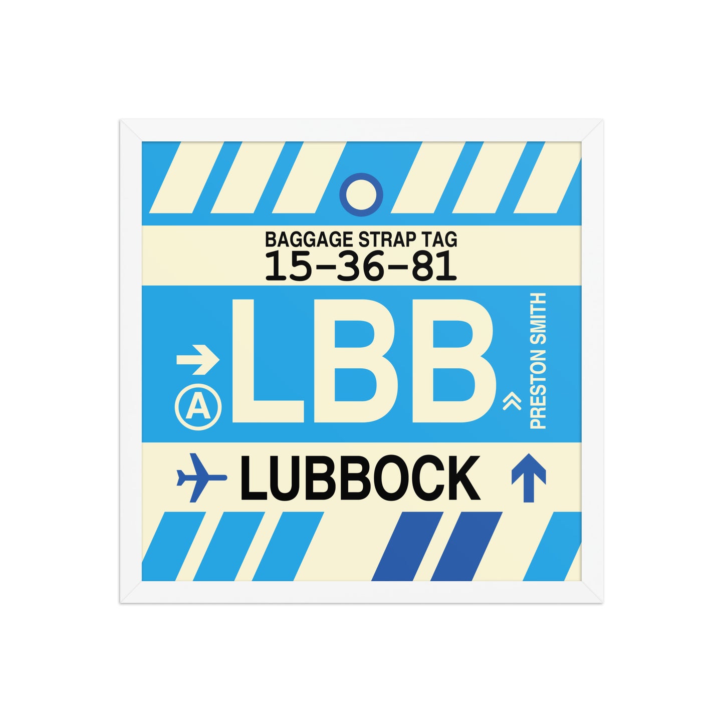 LBB Lubbock Framed Print • Jet Age Baggage Tag Design • YHM Designs - Image 14