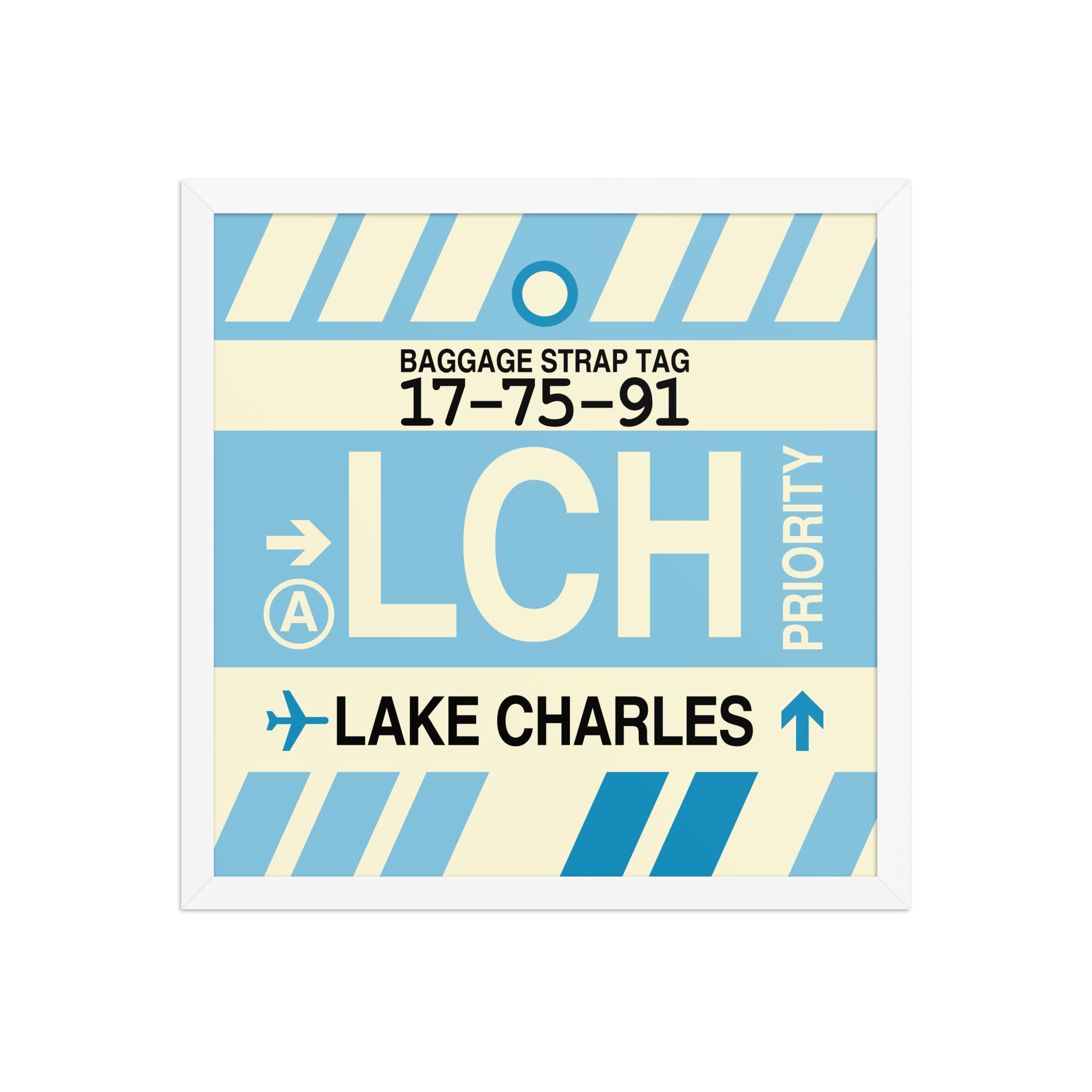 LCH Lake Charles Framed Print • Jet Age Baggage Tag Design • YHM Designs - Image 14