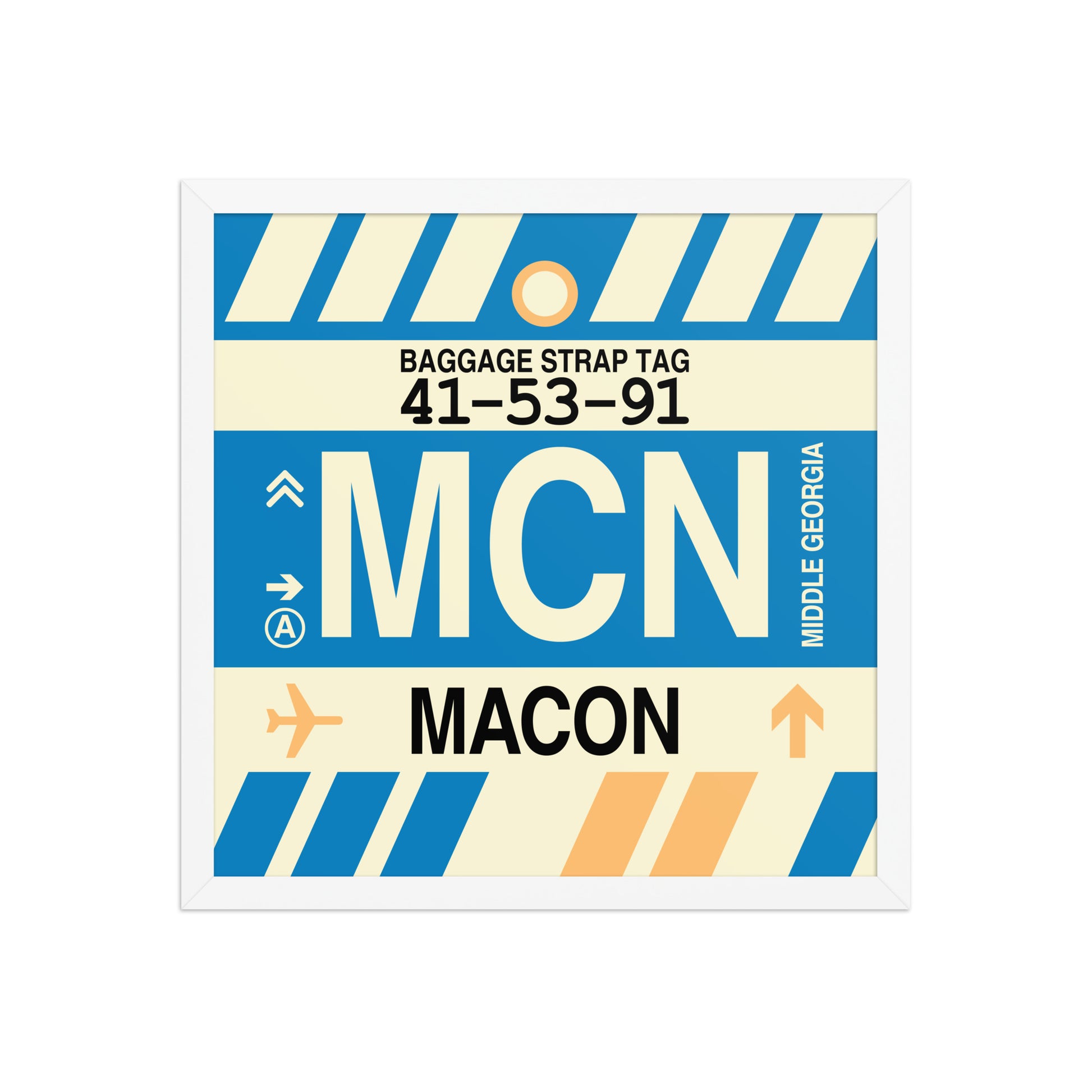 MCN Macon Framed Print • Jet Age Baggage Tag Design • YHM Designs - Image 14