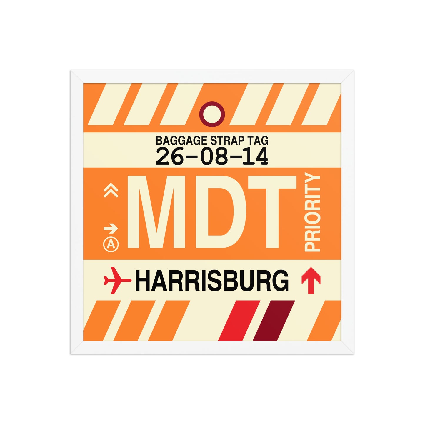 MDT Harrisburg Framed Print • Jet Age Baggage Tag Design • YHM Designs - Image 14