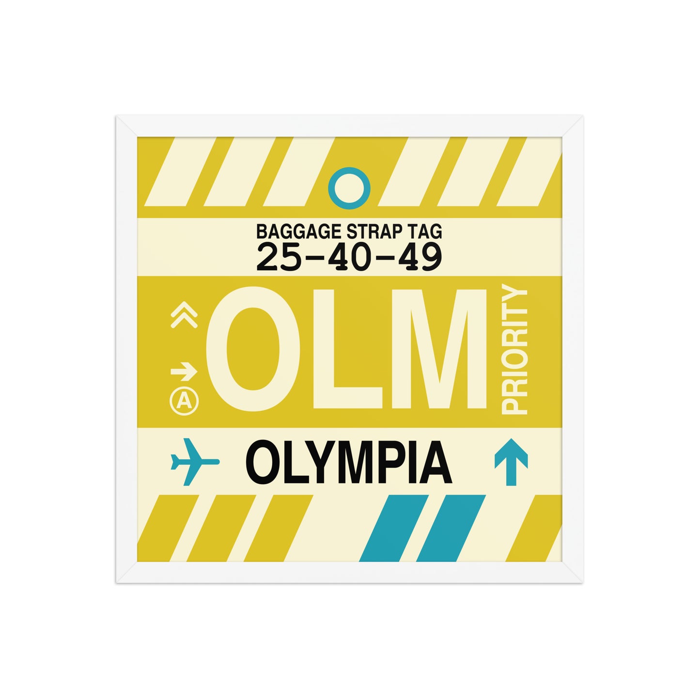 OLM Olympia Framed Print • Jet Age Baggage Tag Design • YHM Designs - Image 14