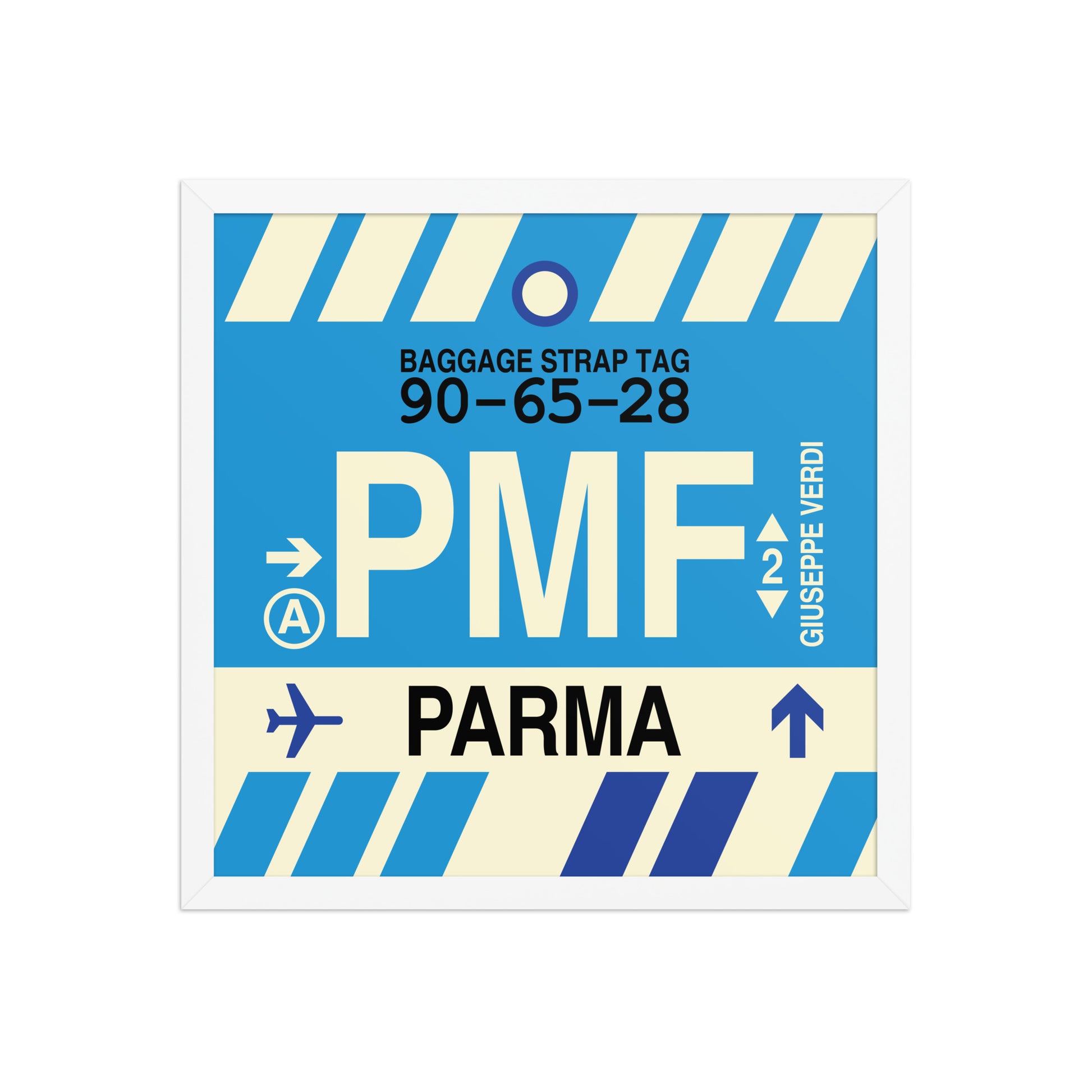 PMF Parma Framed Print • Jet Age Baggage Tag Design • YHM Designs - Image 14
