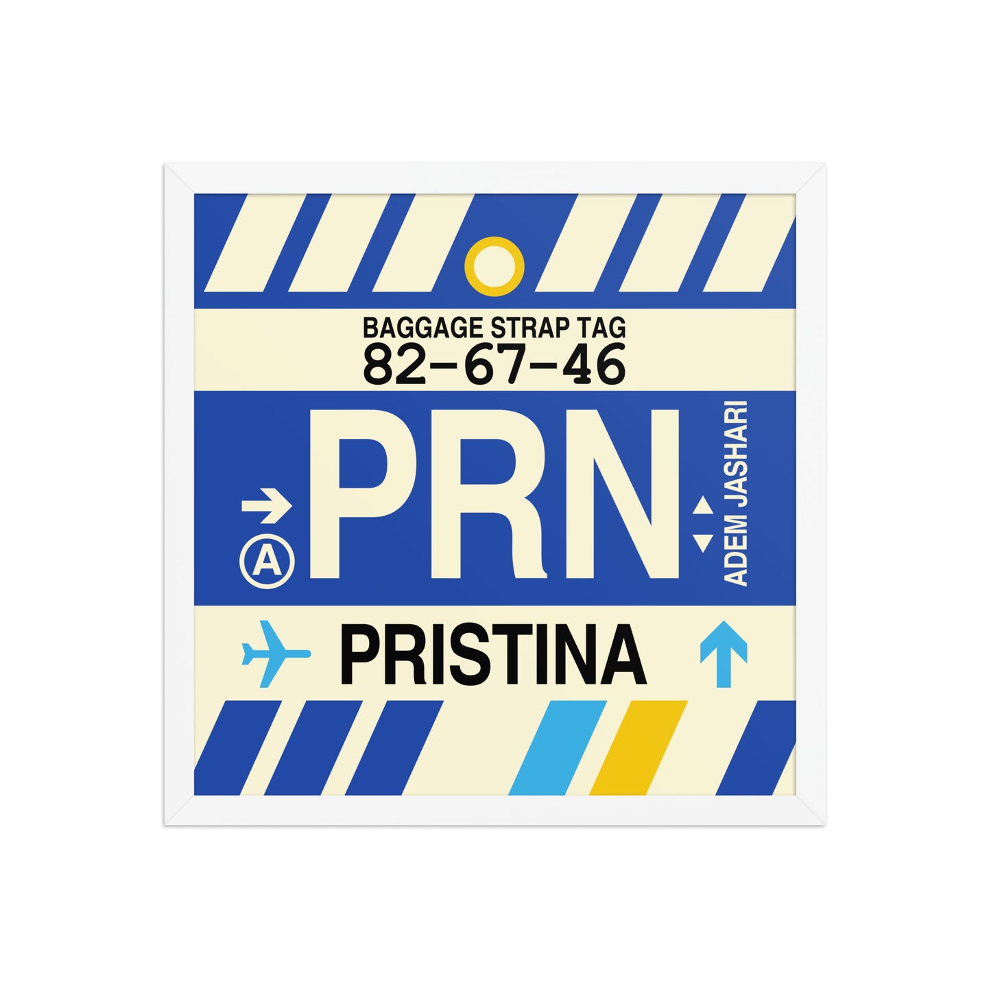 PRN Pristina Framed Print • Jet Age Baggage Tag Design • YHM Designs - Image 14