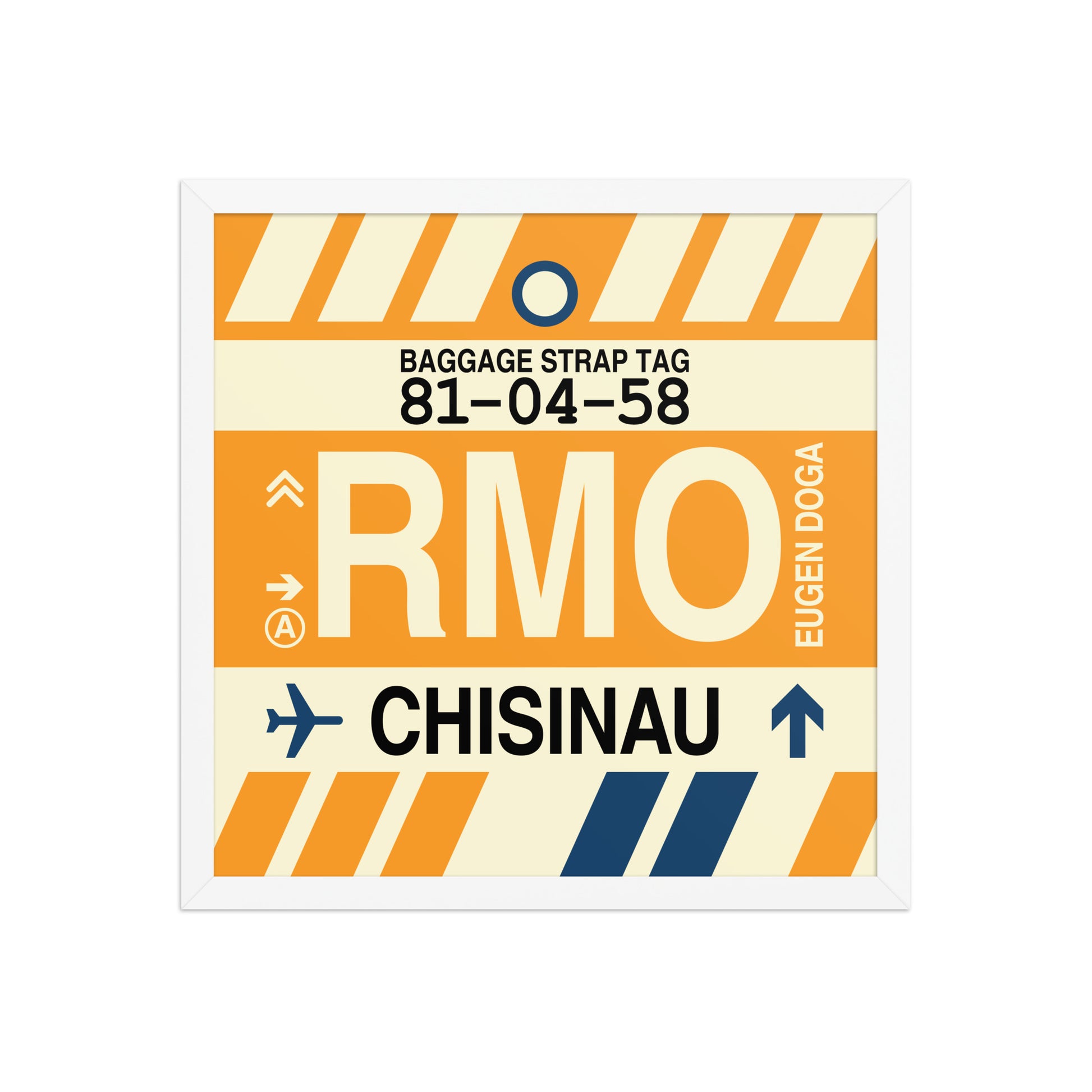 RMO Chisinau Framed Print • Jet Age Baggage Tag Design • YHM Designs - Image 14
