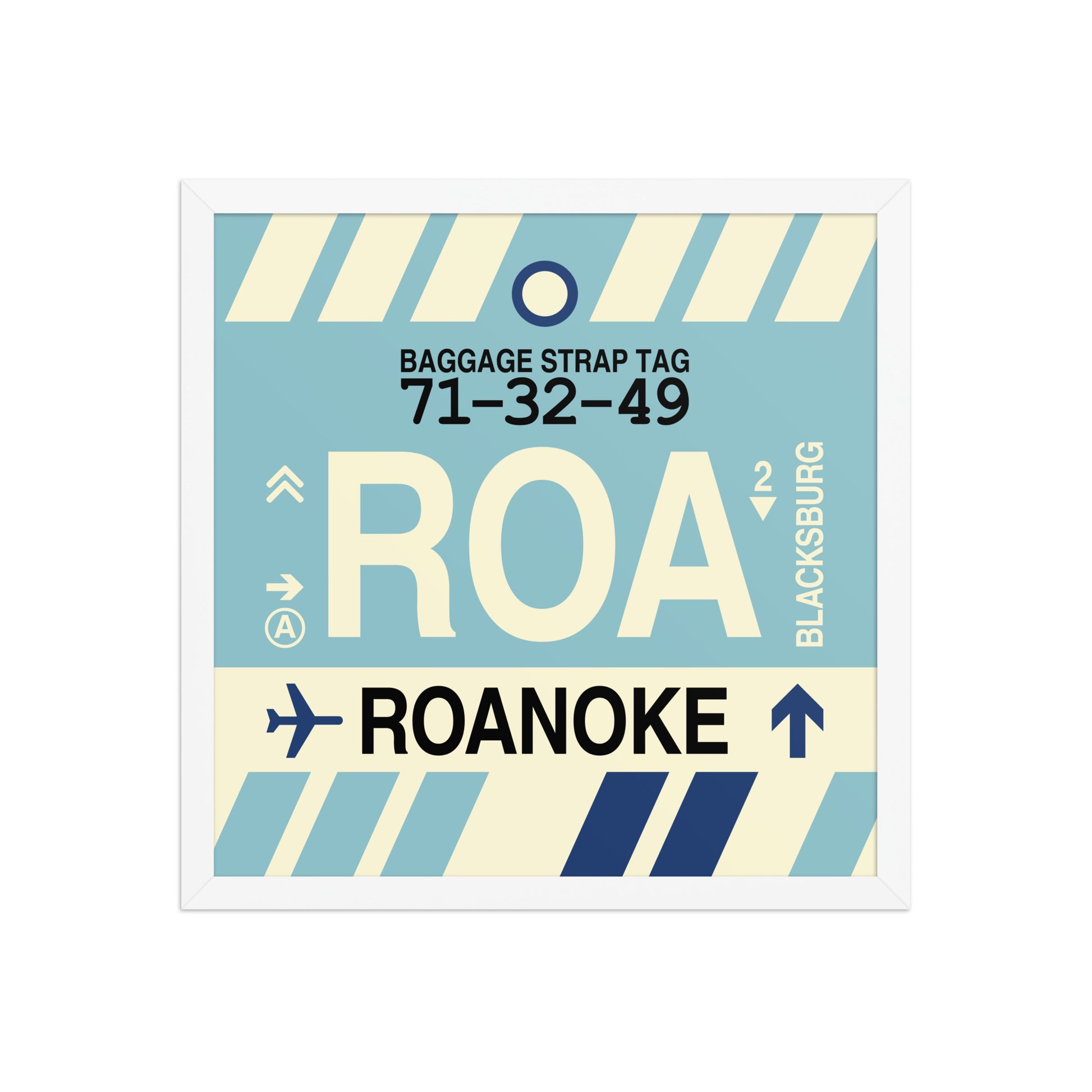 ROA Roanoke Framed Print • Jet Age Baggage Tag Design • YHM Designs - Image 14