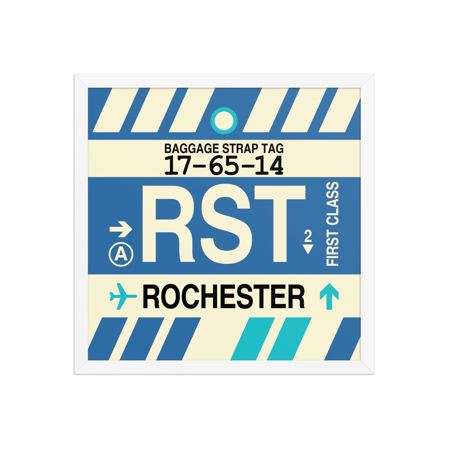 RST Rochester Framed Print • Jet Age Baggage Tag Design • YHM Designs - Image 14