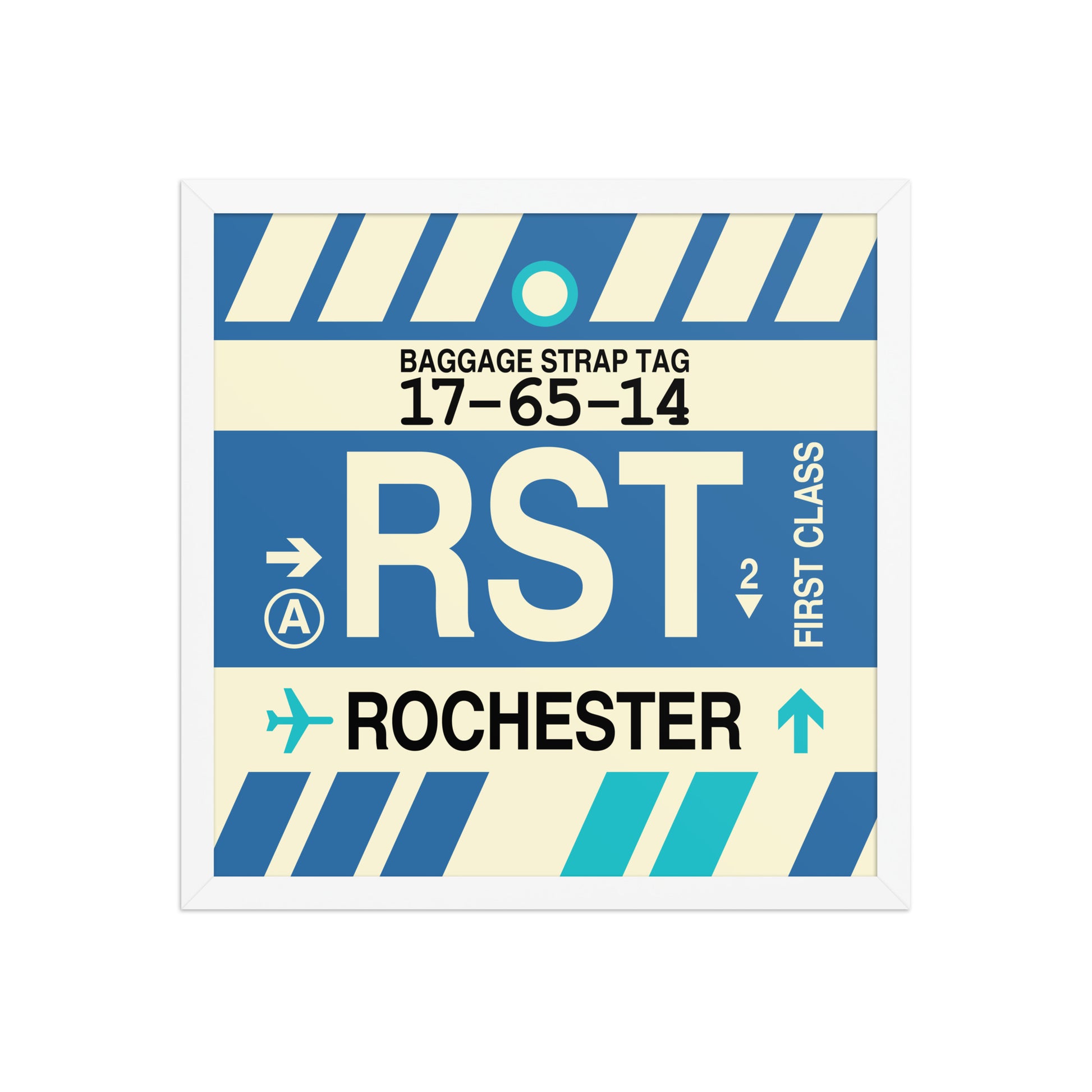 RST Rochester Framed Print • Jet Age Baggage Tag Design • YHM Designs - Image 14