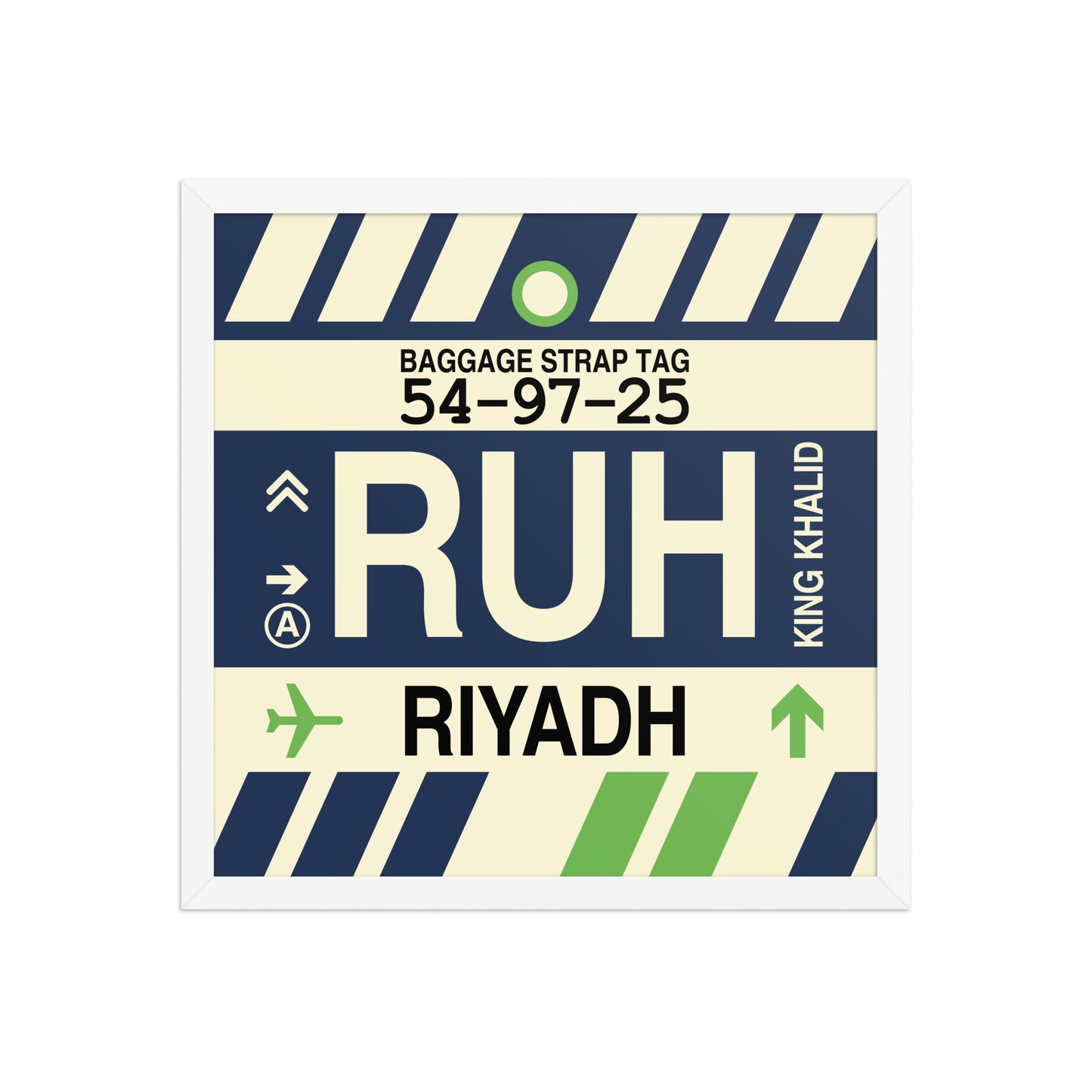 RUH Riyadh Framed Print • Jet Age Baggage Tag Design • YHM Designs - Image 14