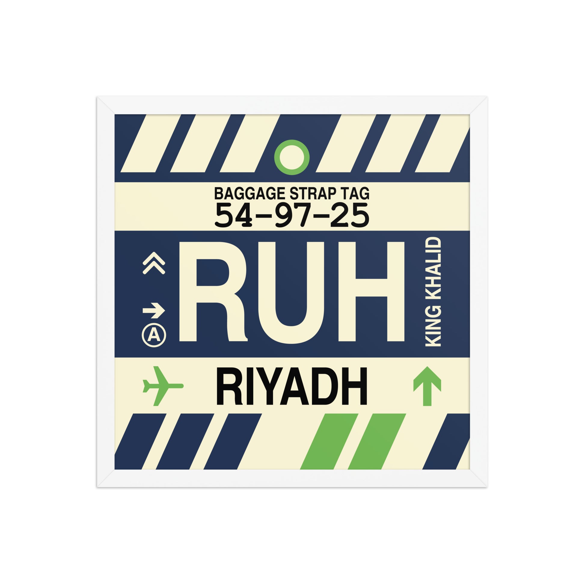 RUH Riyadh Framed Print • Jet Age Baggage Tag Design • YHM Designs - Image 14
