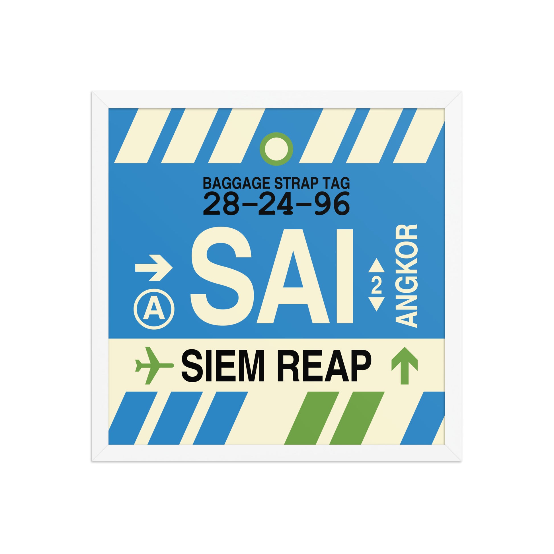 SAI Siem Reap-Angkor Framed Print • Jet Age Baggage Tag Design • YHM Designs - Image 14