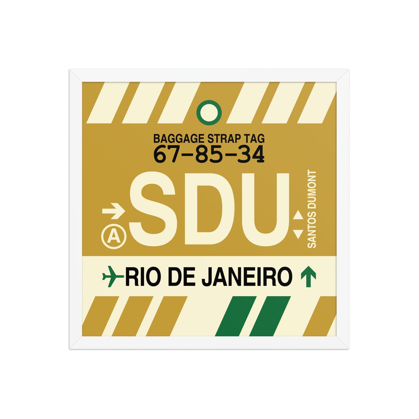 SDU Rio de Janeiro Framed Print • Jet Age Baggage Tag Design • YHM Designs - Image 14
