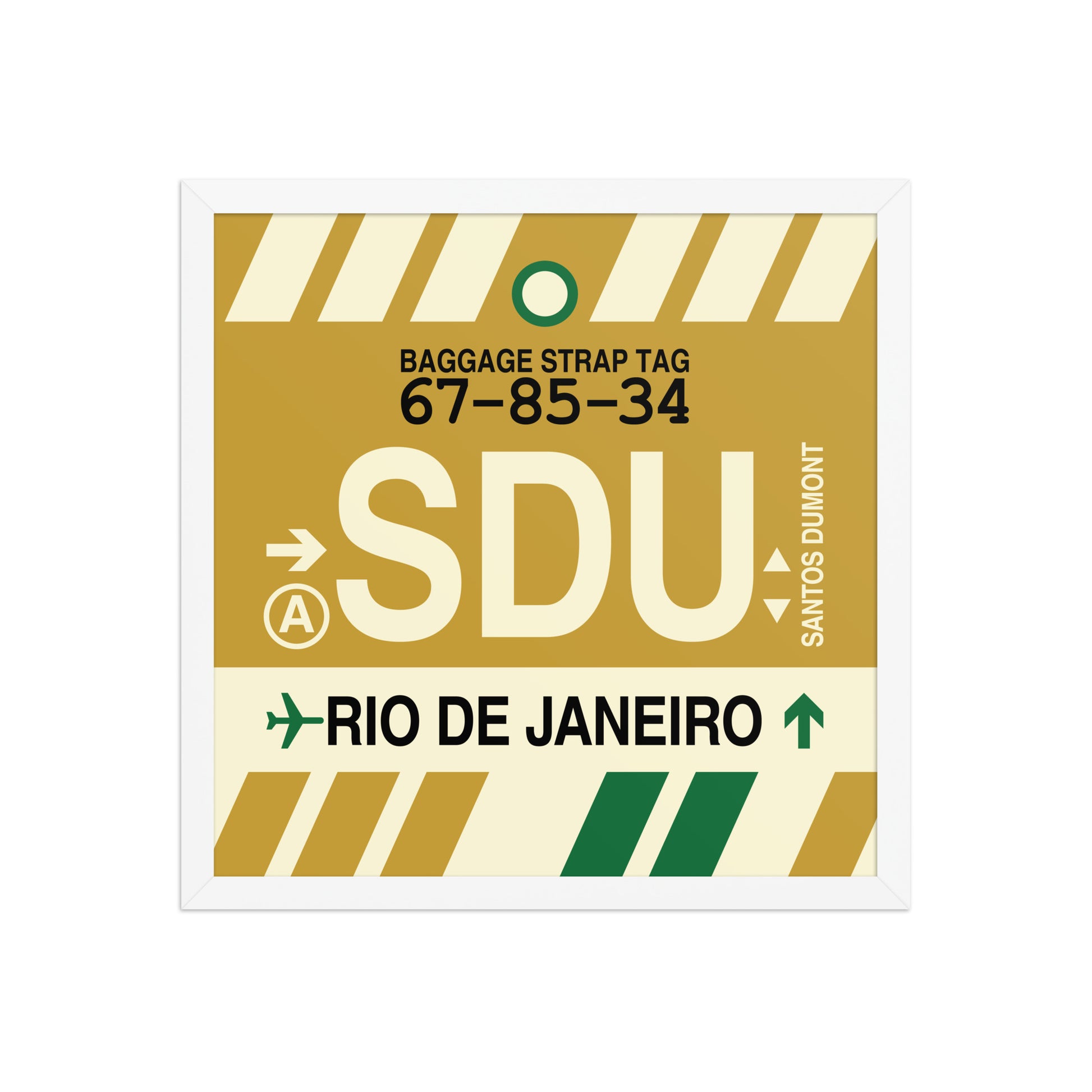 SDU Rio de Janeiro Framed Print • Jet Age Baggage Tag Design • YHM Designs - Image 14