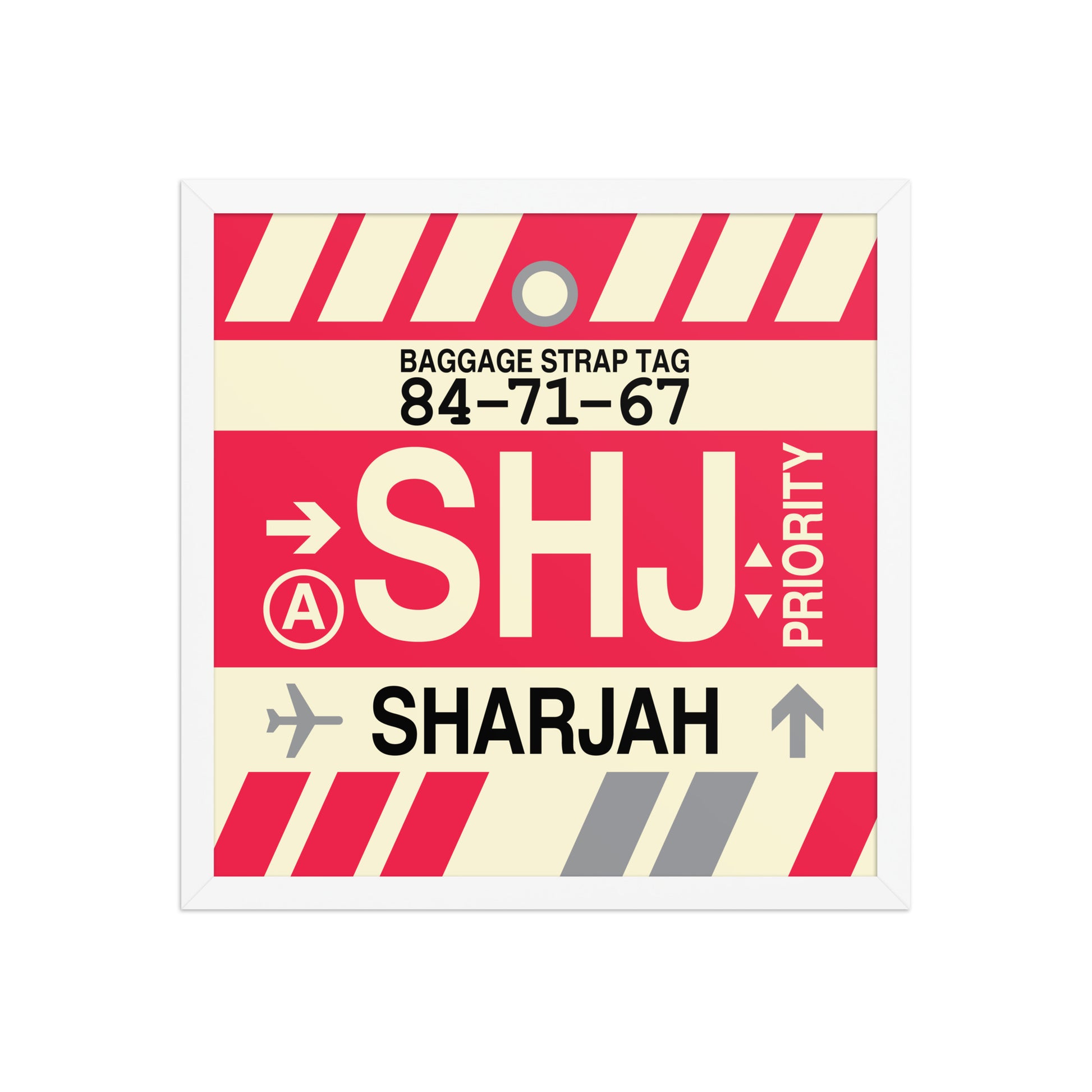 SHJ Sharjah Framed Print • Jet Age Baggage Tag Design • YHM Designs - Image 14