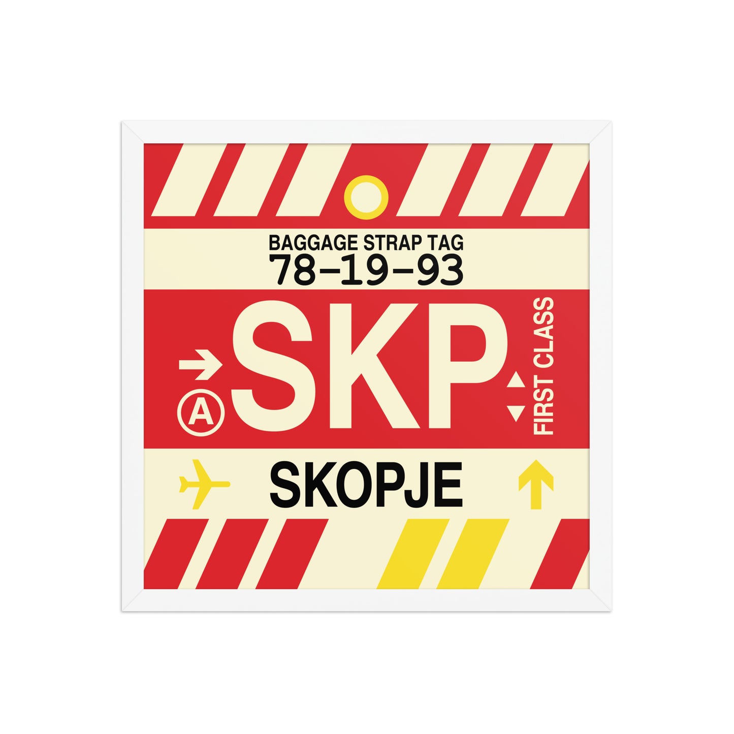 SKP Skopje Framed Print • Jet Age Baggage Tag Design • YHM Designs - Image 14