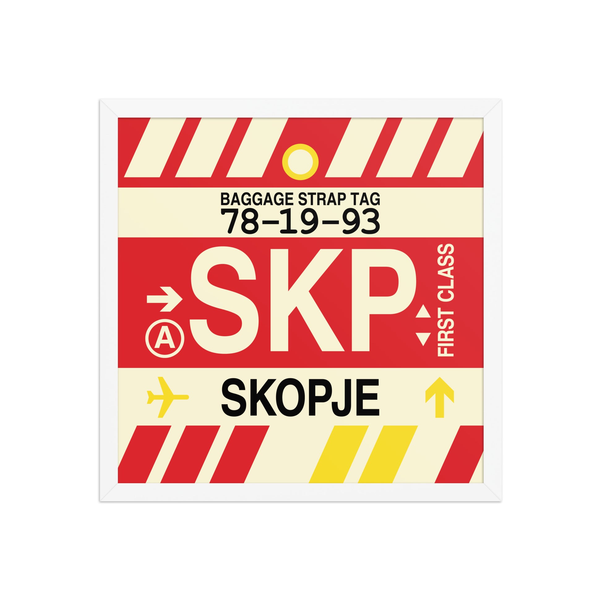 SKP Skopje Framed Print • Jet Age Baggage Tag Design • YHM Designs - Image 14