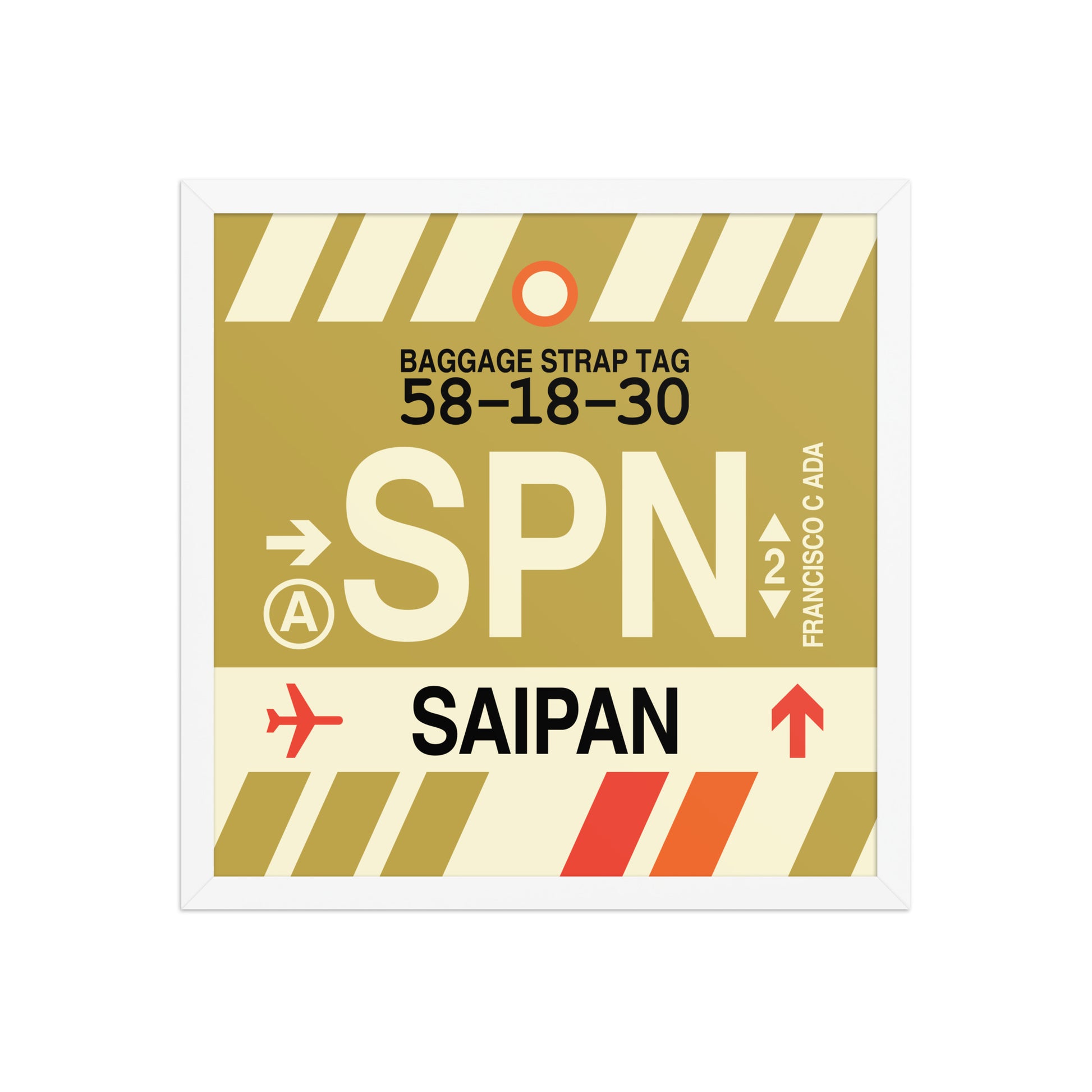 SPN Saipan Framed Print • Jet Age Baggage Tag Design • YHM Designs - Image 14